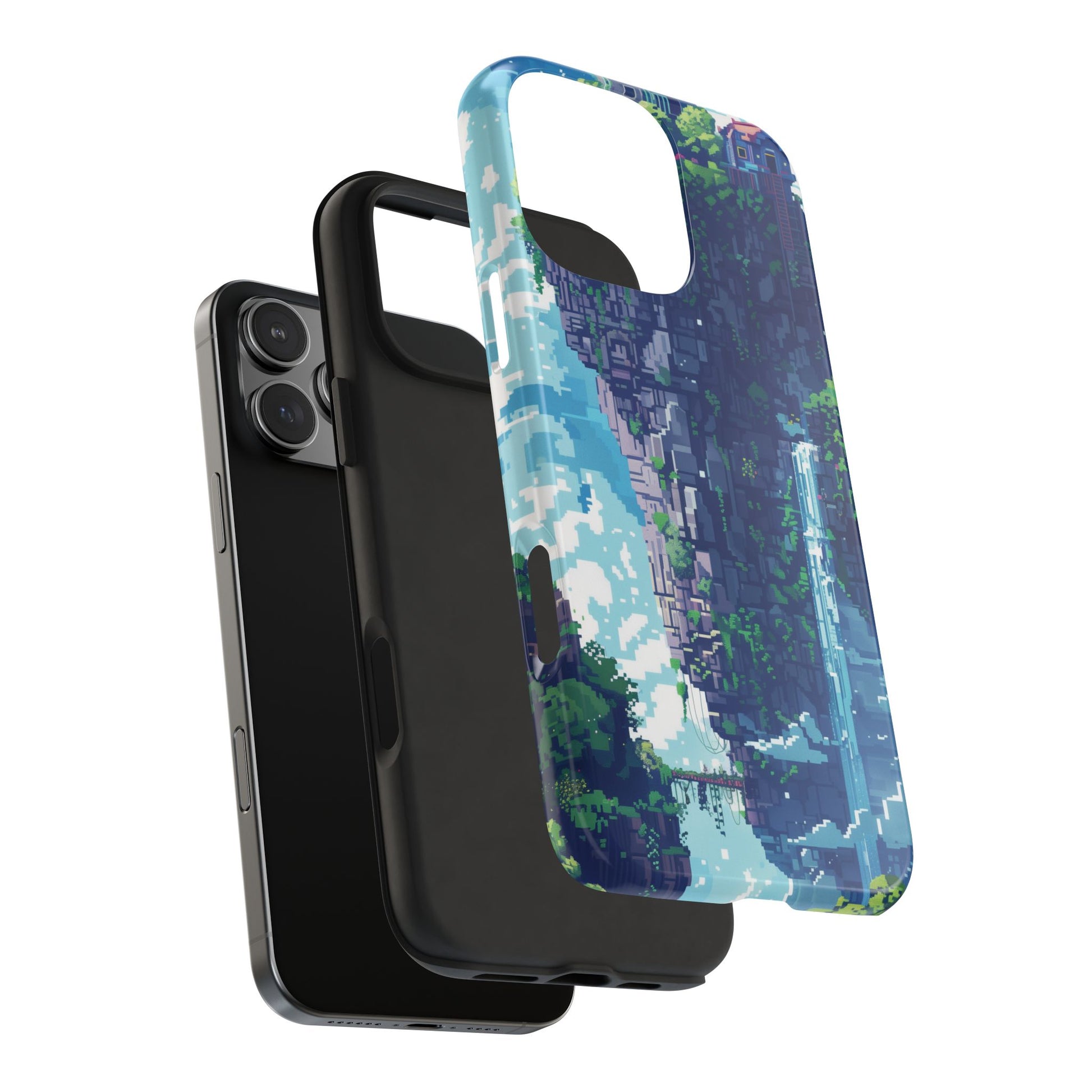 Pixel Art Video Game Landscapes Phone Case, Retro Gaming Pixelated Design, Geeky Gamer Phone Cover, Unique Video Game Art Accessories