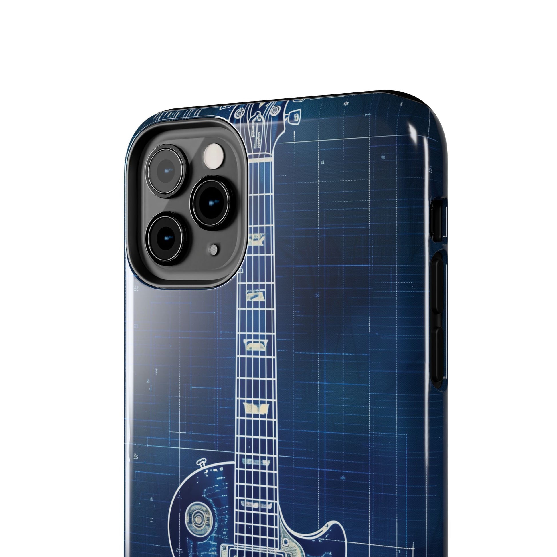 Guitar Phone Case, Guitar Blueprint iPhone Cover, Vintage Guitar Design, Custom iPhone Covers, Rock Music Phone Accessories, Musician Gift