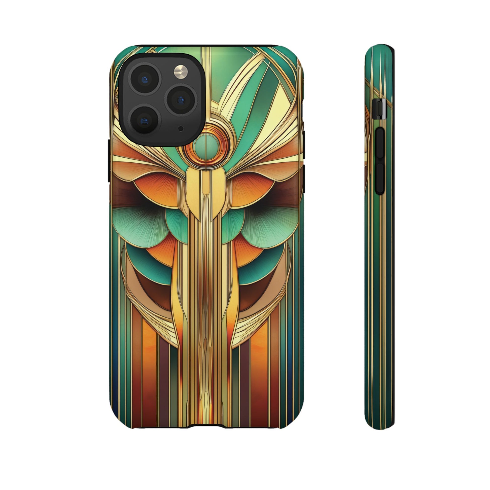 Art Deco Mermaid Frank Lloyd Wright Inspired Phone Case Geometric Stained Glass Art Deco Gold 13 14 15 16 iPhone Pro Max Galaxy Pixel
