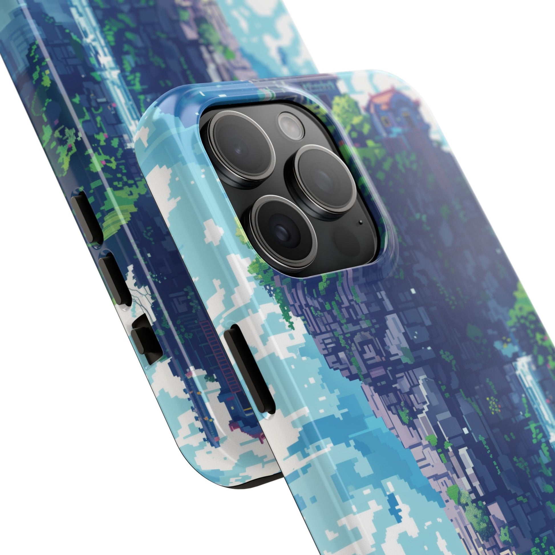 Pixel Art Video Game Landscapes Phone Case, Retro Gaming Pixelated Design, Geeky Gamer Phone Cover, Unique Video Game Art Accessories