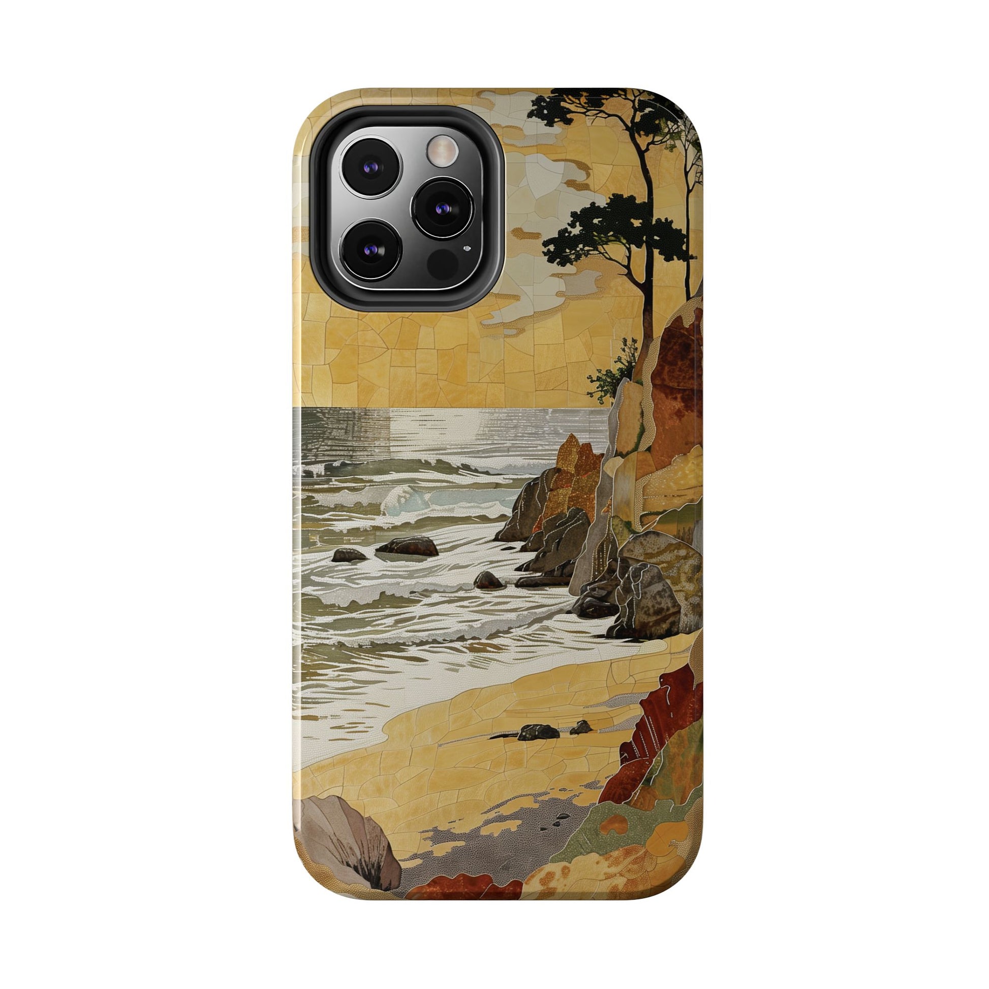 Retro Beach Scene Phone Case, Vintage Tropical Ocean iPhone Case, Summer Beach Phone Cover for iPhone, iphone 15 pro max