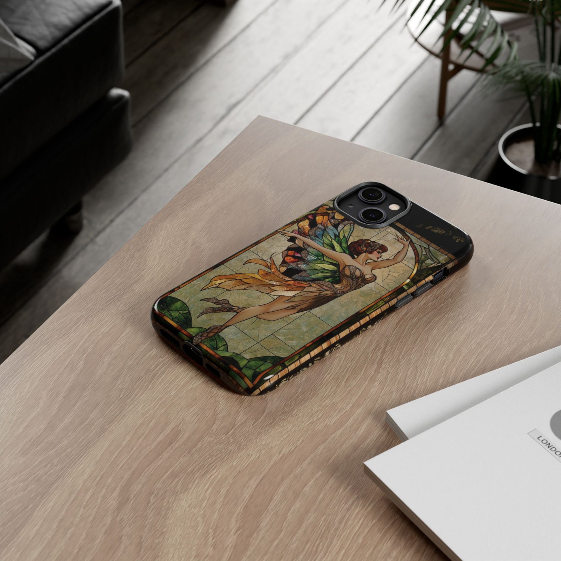 Fairy Phone Case Art Deco Woman Phone Case 1920s Art Nouveau Design in Stained Glass Alphonse Mucha Style Gatsby Style Poster