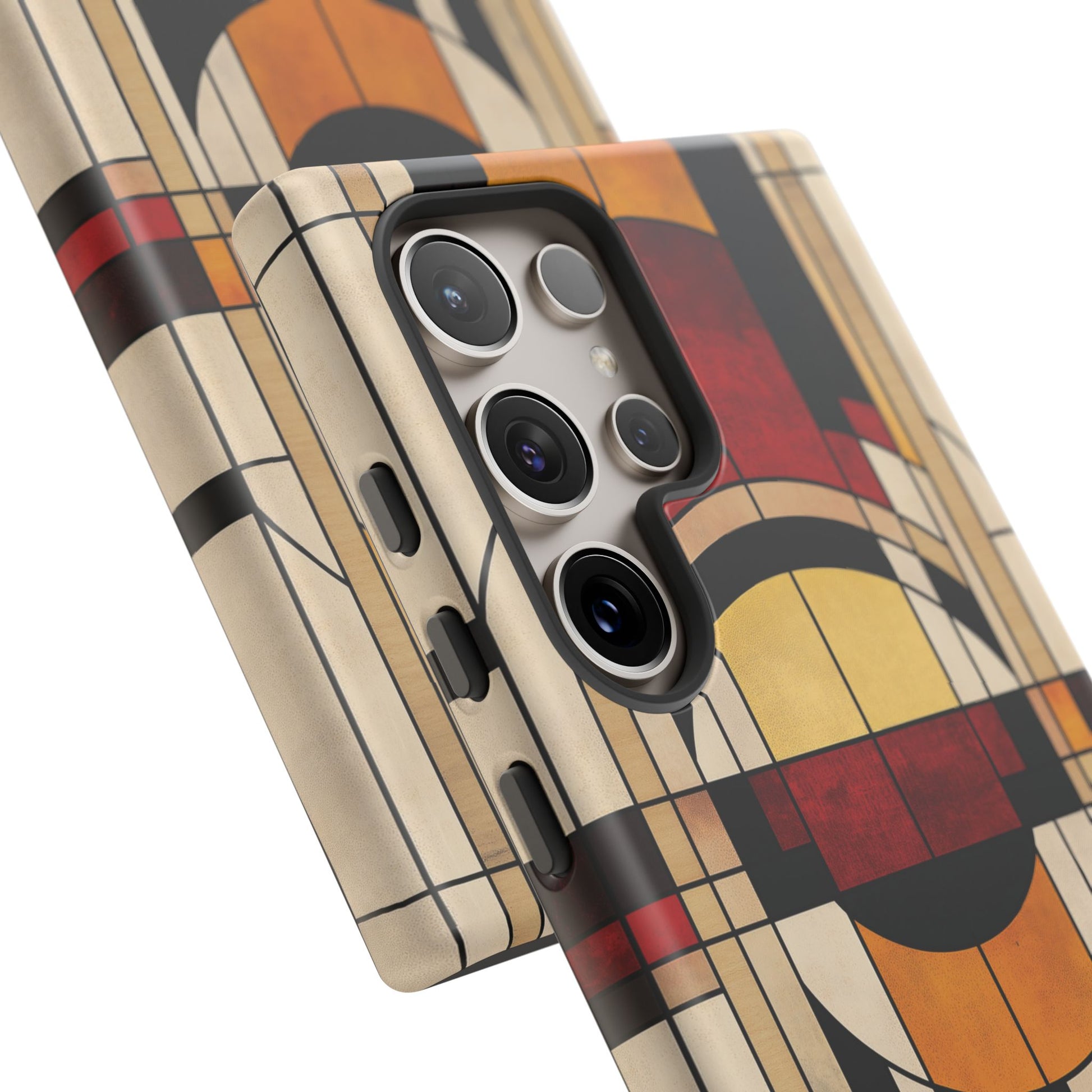 Stained Glass Frank Lloyd Wright Inspired Art Deco Southwest Prairie Style Phone Case Geometric 13 14 15 16 iPhone Pro Max Galaxy Pixel