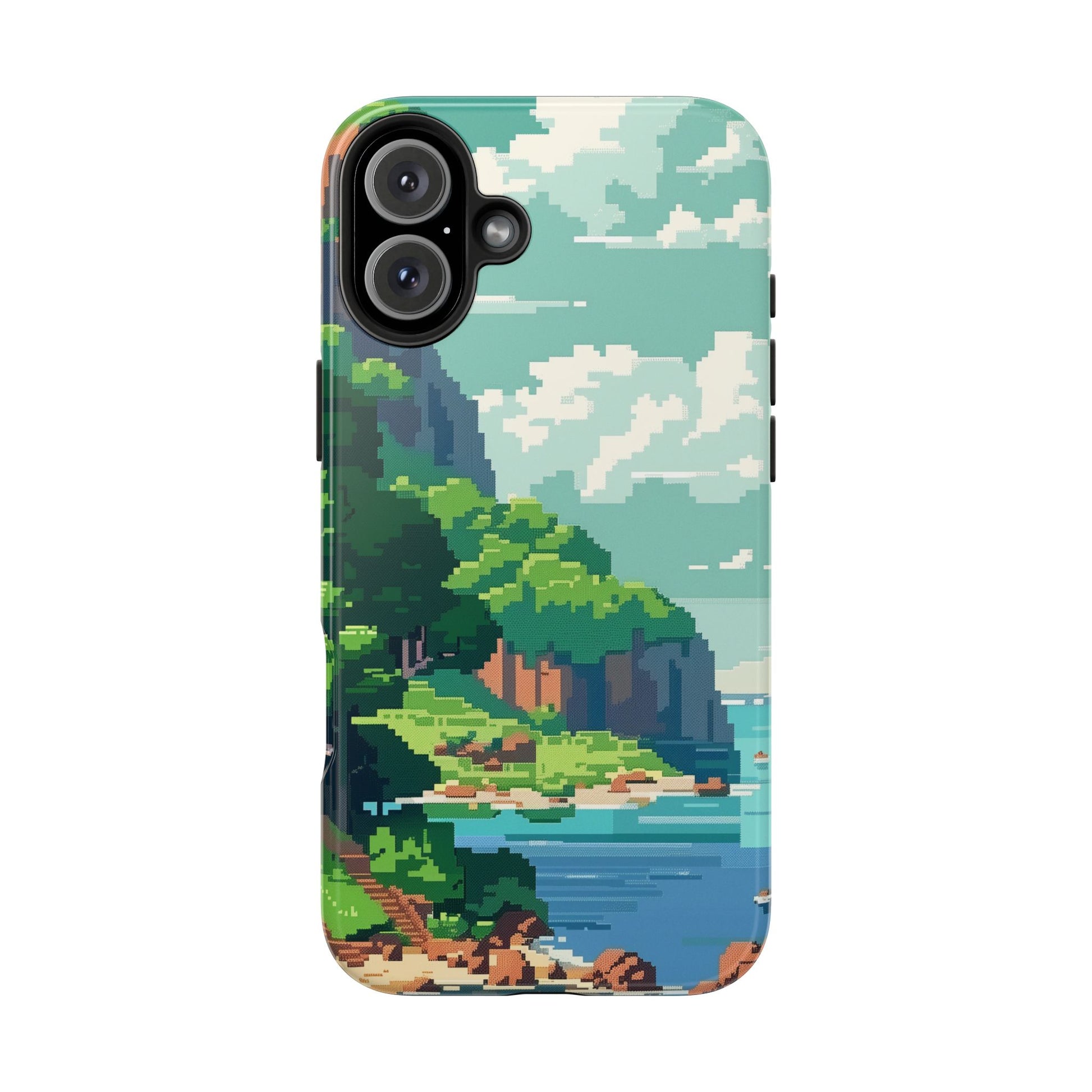 Pixel Art Video Game Landscapes Phone Case, Retro Gaming Pixelated Design, Geeky Gamer Phone Cover, Unique Video Game Art Accessories