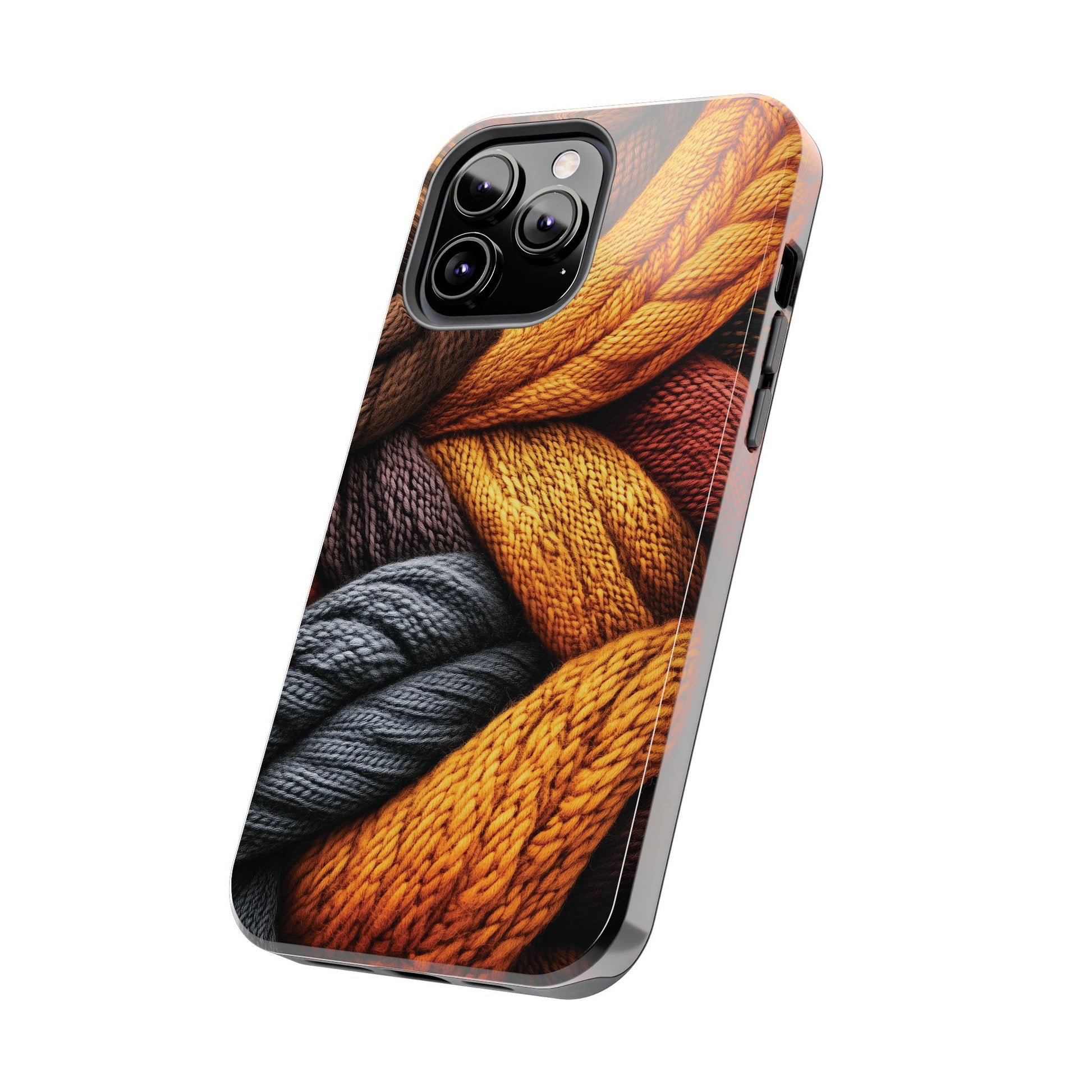 Fall Knit Sweater Cozy Cottagecore Phone Case Boho Embroidered Fall Colors Phone Cover for iPhone 13 14 15 Pro, Samsung Galaxy S22 S23
