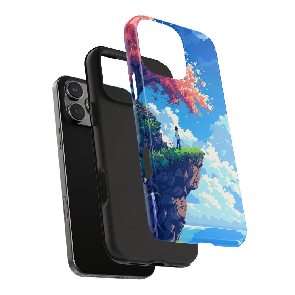 Pixel Art Video Game Landscapes Phone Case, Retro Gaming Pixelated Design, Geeky Gamer Phone Cover, Unique Video Game Art Accessories