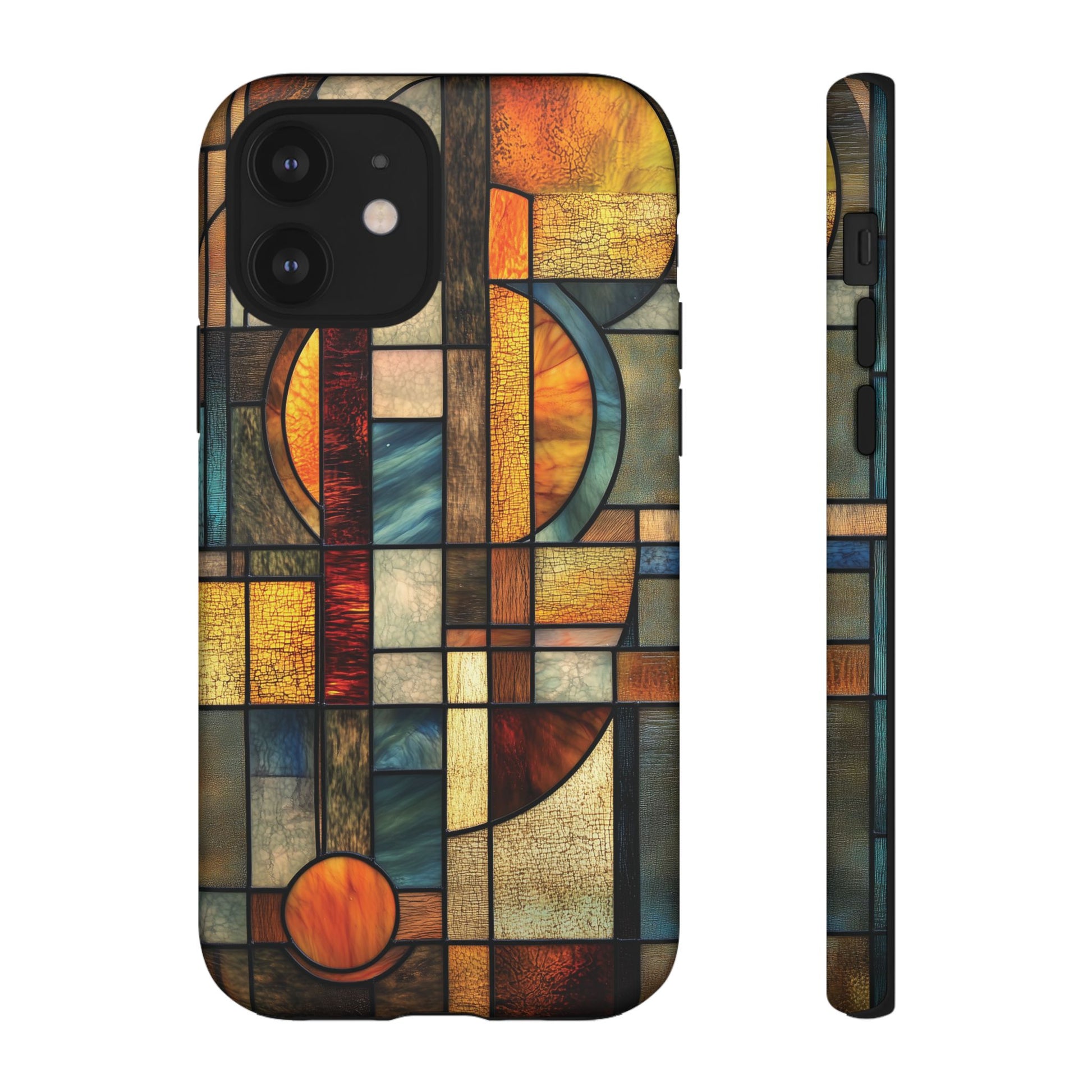 Art Deco Mosaic Stained Glass Phone Case Frank Lloyd Wright Cottage Core Usonian Prairie Style Geometric Stylish  iPhone 14 15 16 Pro