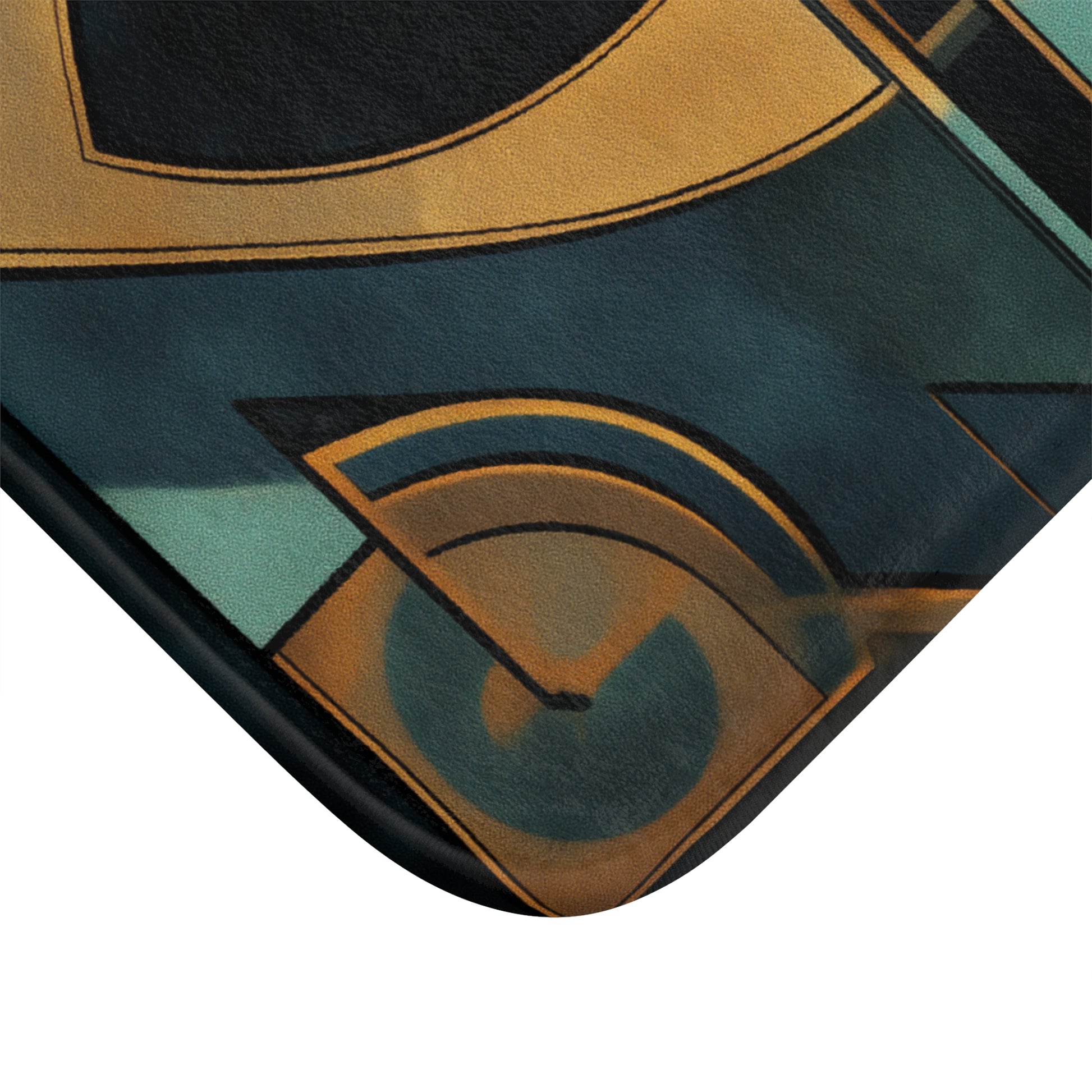 Art Nouveau Deco Bath Mat Geometric Design Teal and Gold Bathroom Decor