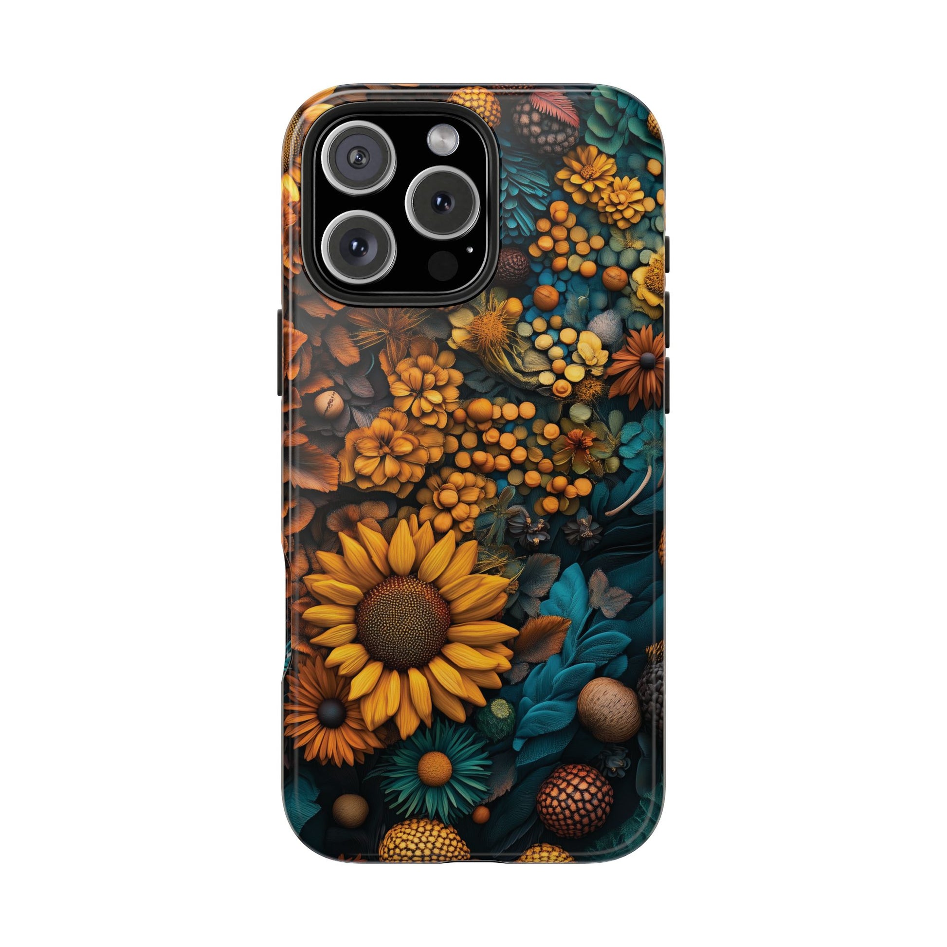 Cottagecore Vibrant Fall Colors Phone Case Autumn Dried Flowers Fall Sunflowers iPhone 15 Pro Max Samsung Galaxy