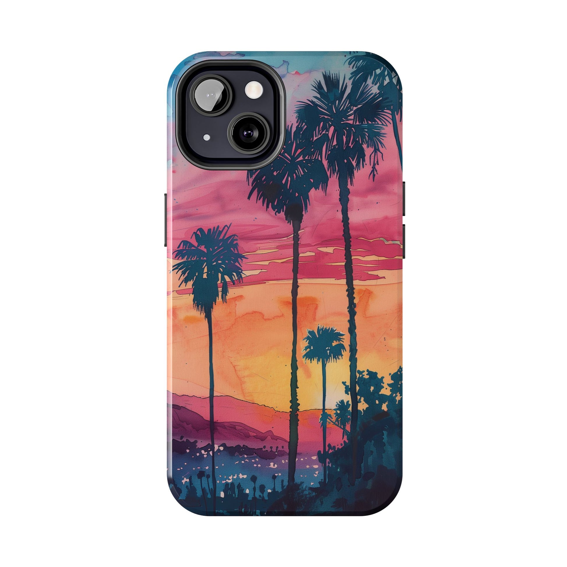 Los Angeles Sunset iPhone Case, Golden Hour Scenic View, Hollywood Hills Sunset Phone Case, Palm Trees Phone Case, iphone 15 pro max case