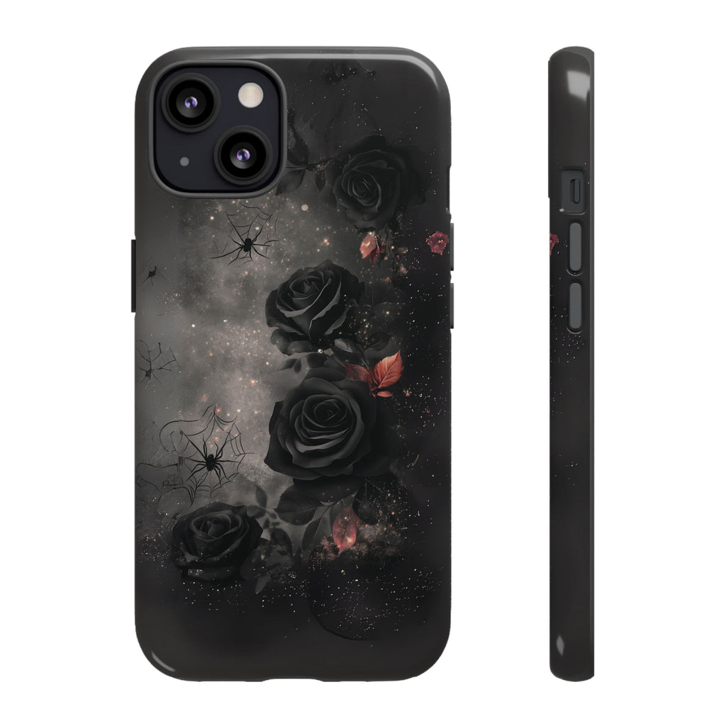 Gothic Floral Phone Case Dark Academia Black Roses Spider Webs Space Witchcraft Night Sky iPhone 13 14 15 16 Pro Max Galaxy Pixel