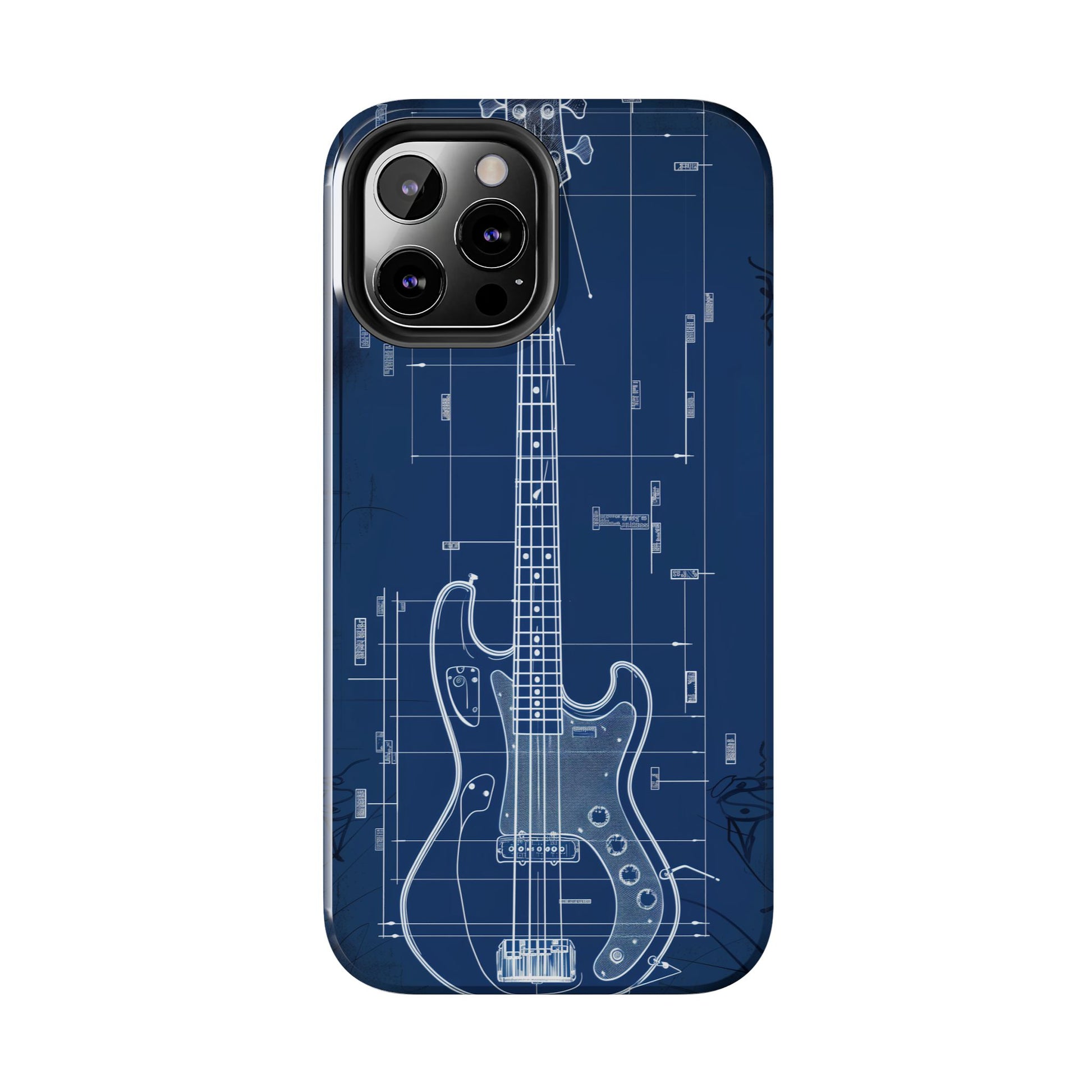 Guitar Phone Case Blueprint Schematic Vintage Custom Design Fender Gibson Rickenbacker Custom Rock Music Phone Accessories Musician Gift