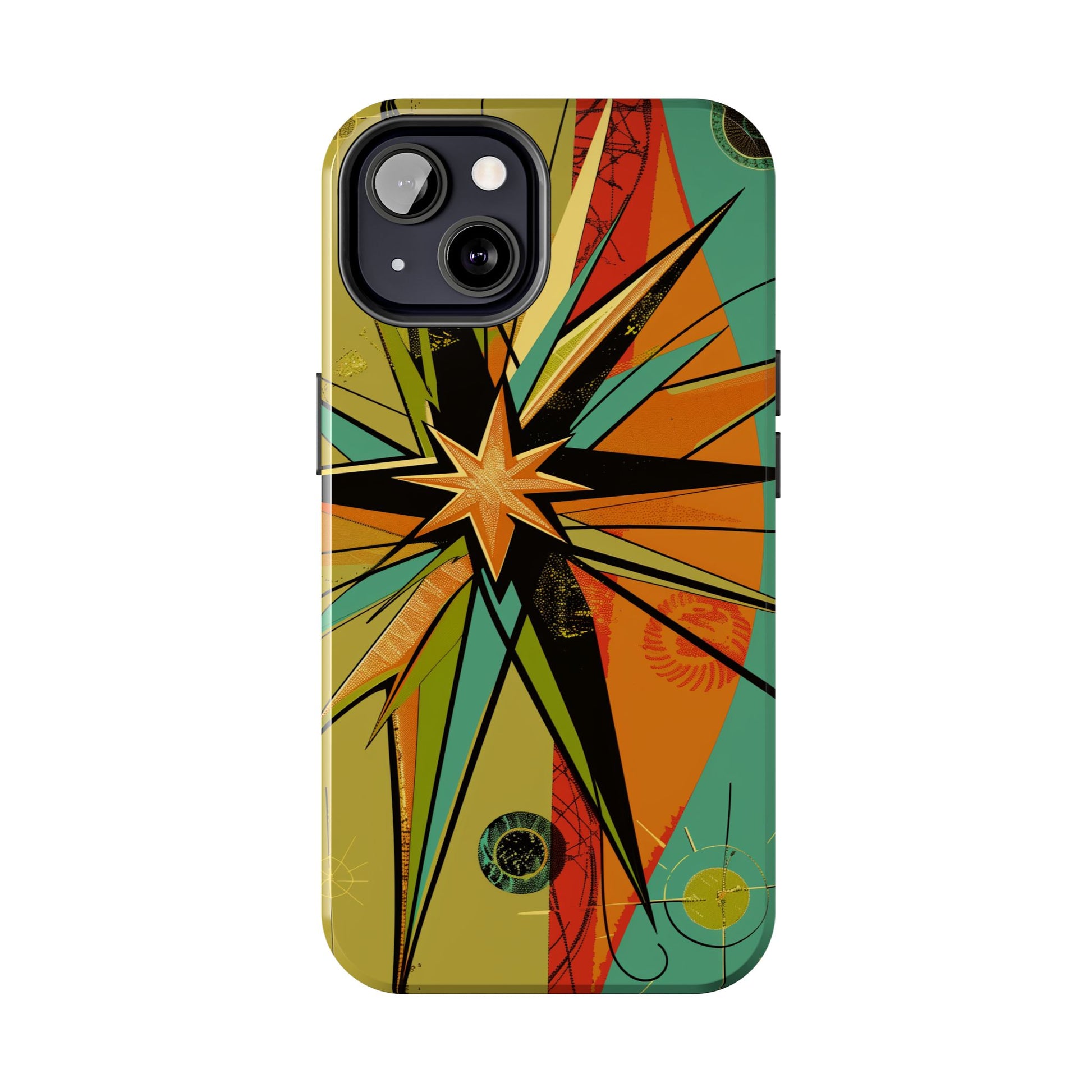 Mid Century Modern Star Design Phone Case, Earth Tone Colors, Retro Style Smartphone Cover, Vintage Phone Case, iPhone 14 Case, Apple iPhone