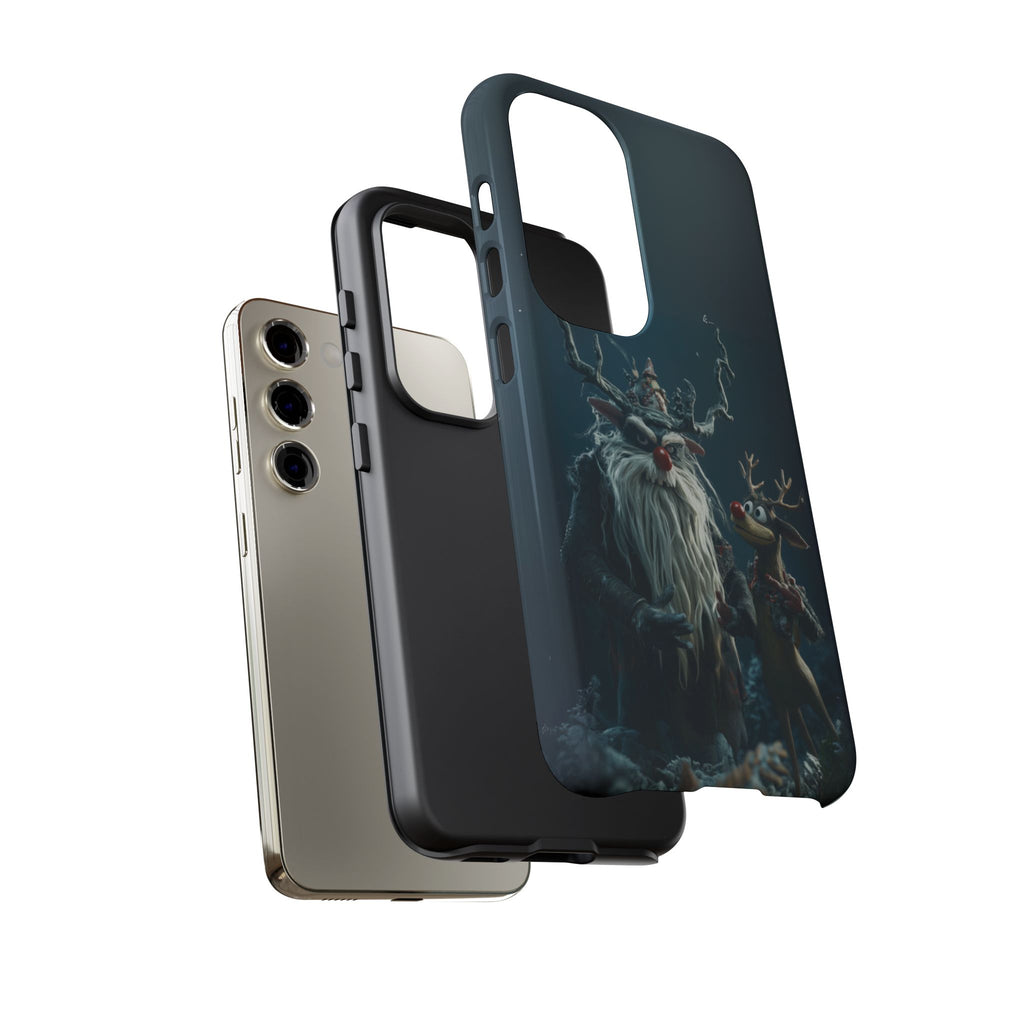 Christmas Rudolph Red Nose Reindeer Krampus Rankin Bass 3D Phone Case Festive Snowflakes iPhone 13 14 15 16 Pro Max Galaxy Pixel