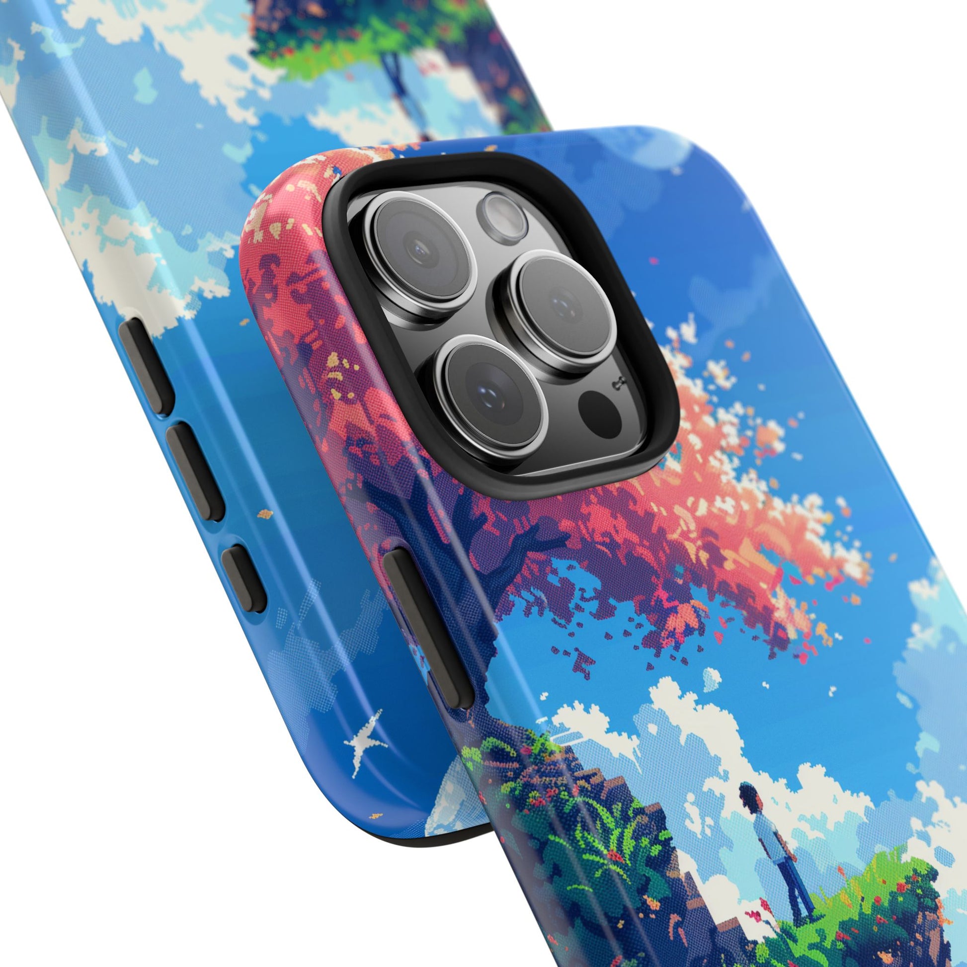 Pixel Art Video Game Landscapes Phone Case, Retro Gaming Pixelated Design, Geeky Gamer Phone Cover, Unique Video Game Art Accessories