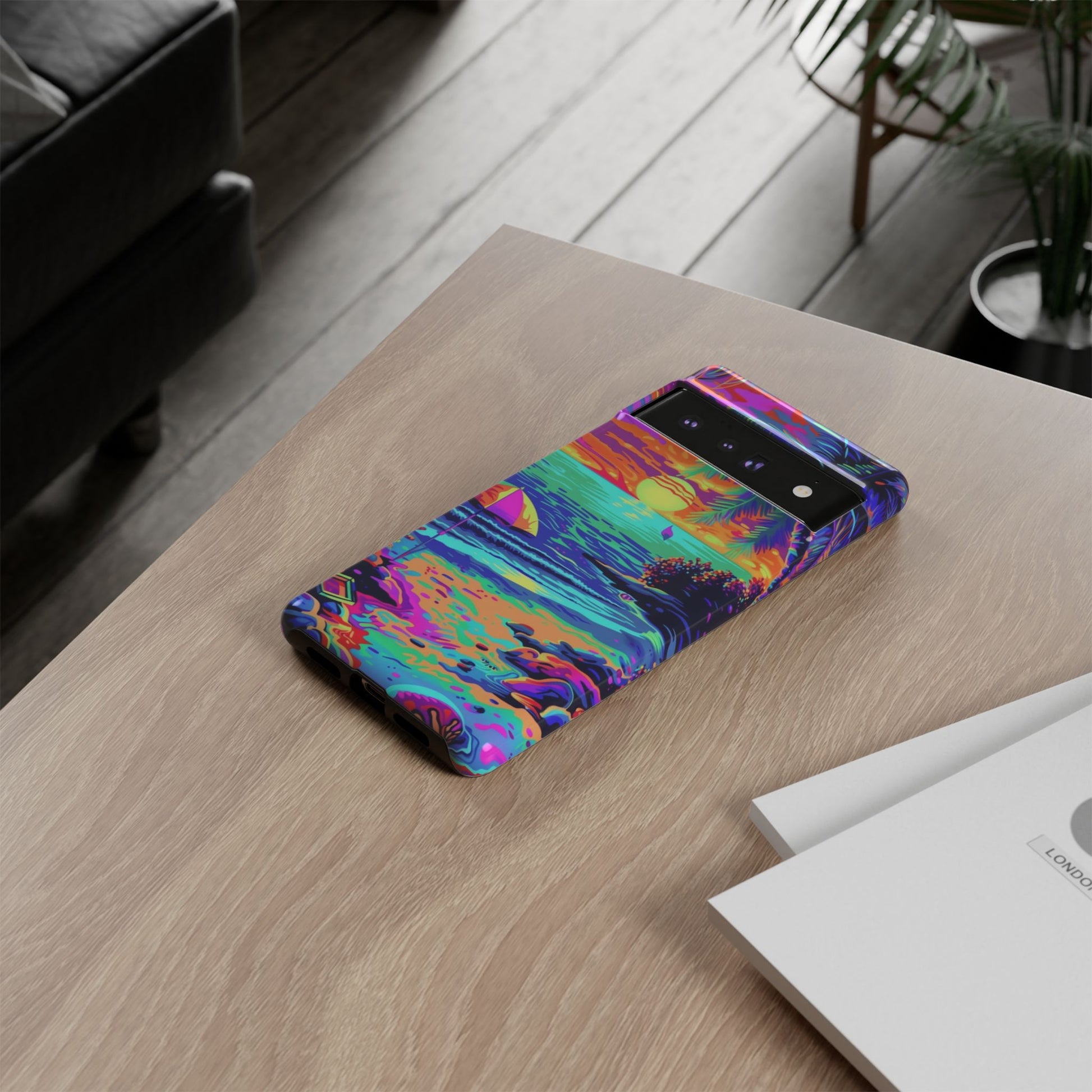 Beach Bliss: Durable Android Phone Case with Lisa Frank Style