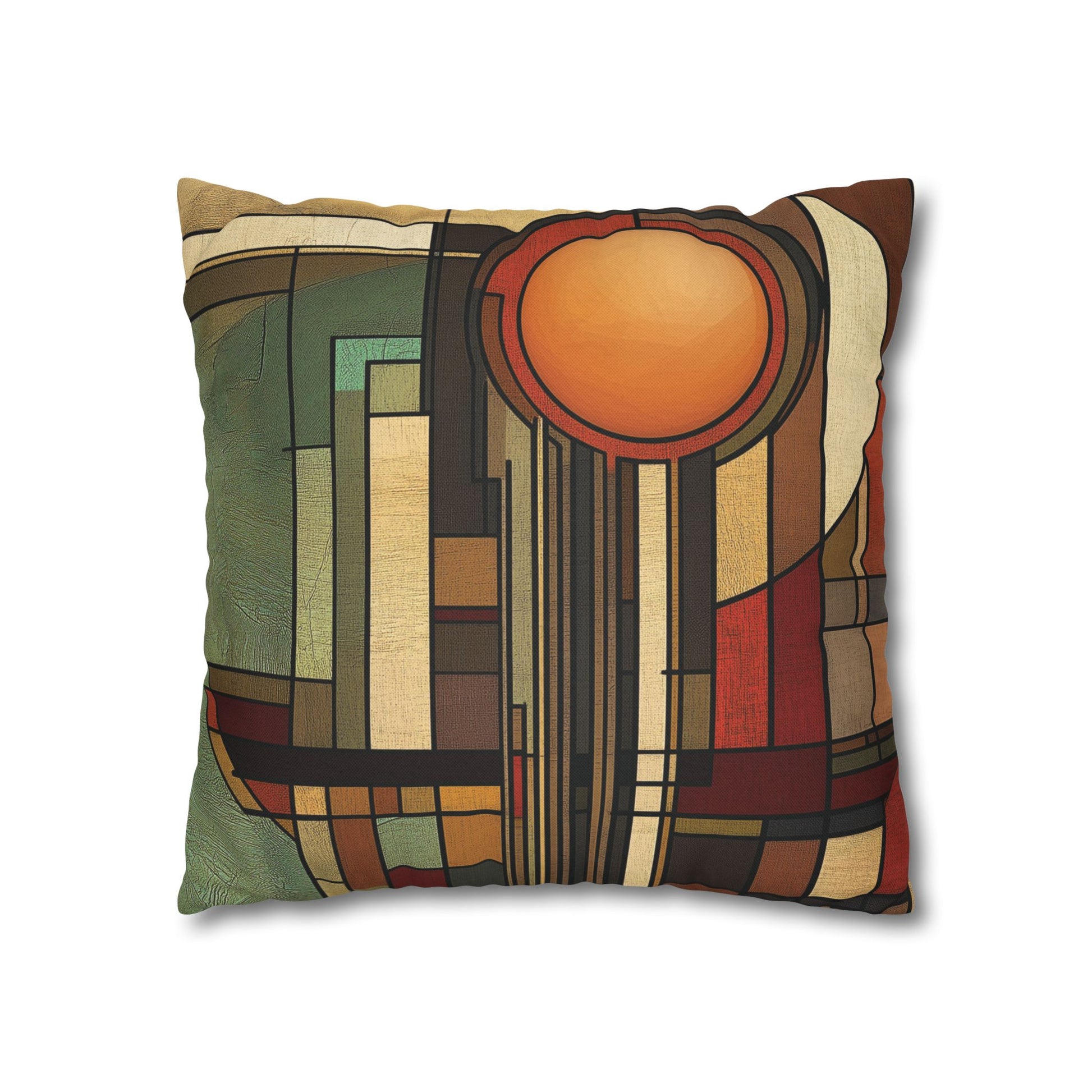 Art Deco Pillowcase, Frank Lloyd Wright Prairie Style, Usonian Nature Designer Mission Style, Perfect Gift for Home - Square Pillow, Home