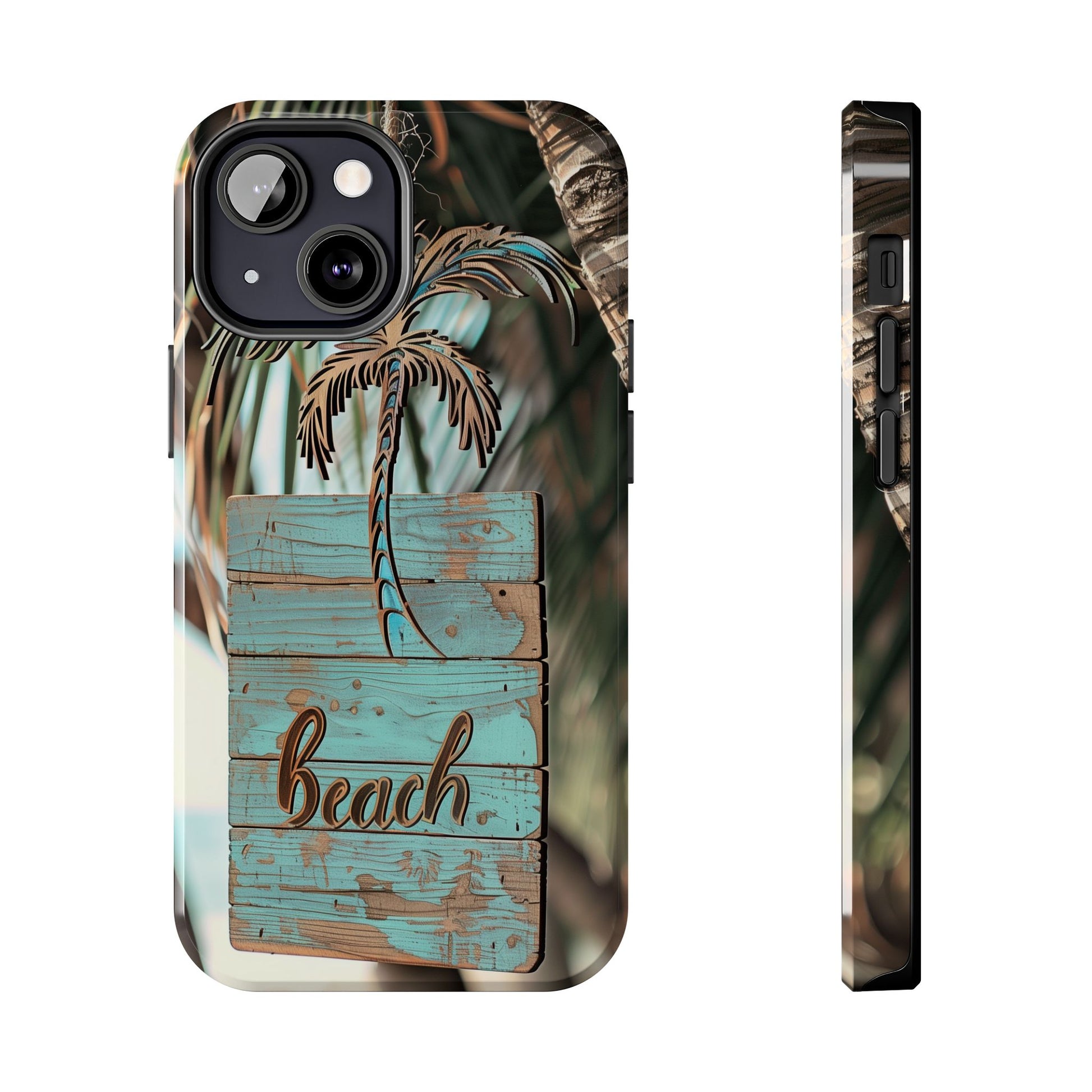 Durable Phone Case with Palm Tree Charm