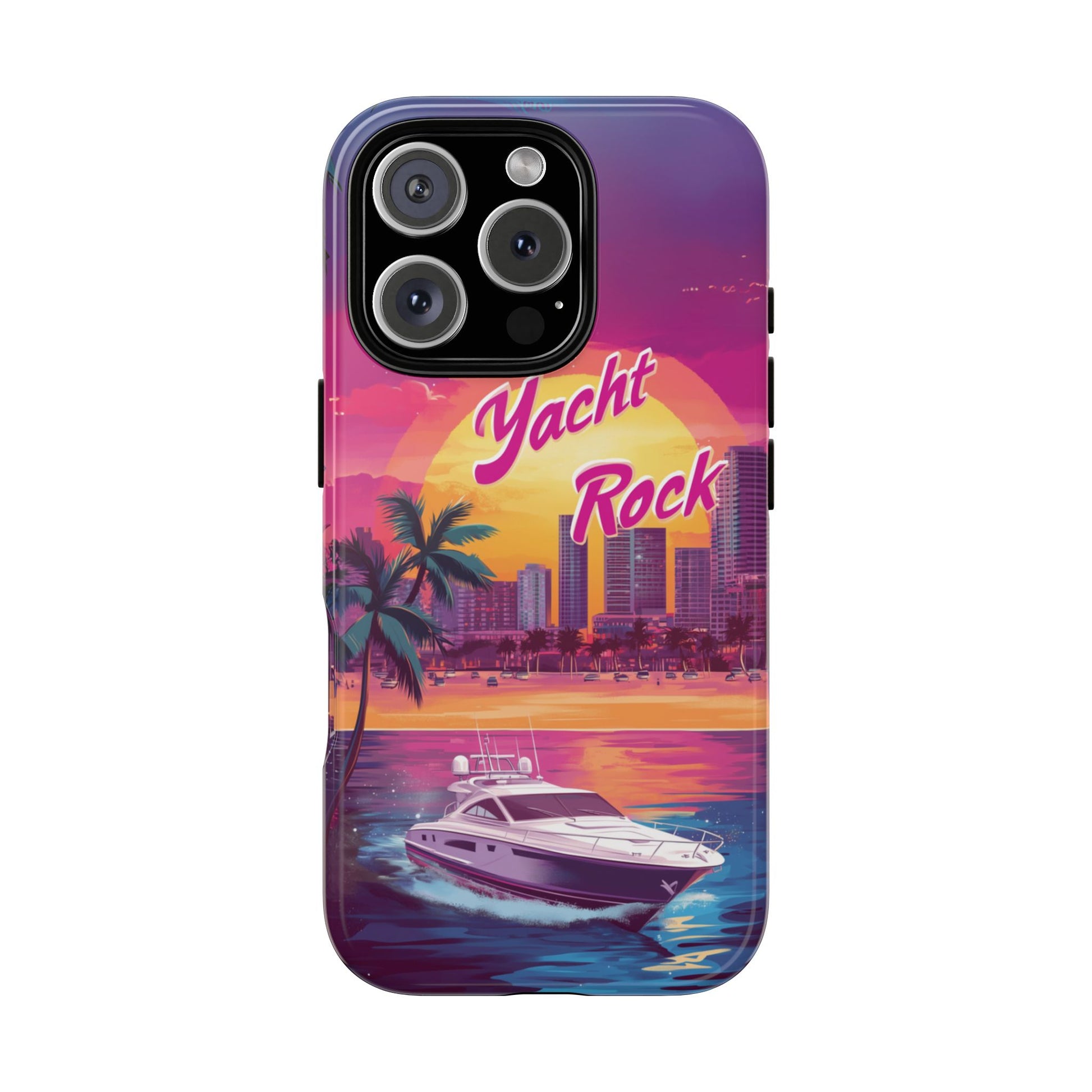 Custom Yacht Rock Phone Case iPhone 13 14 15 16 Pro Max Sunset Cruise Harbor Miami Vice Yacht Rock Gift Boating Captain South Beach Surfing