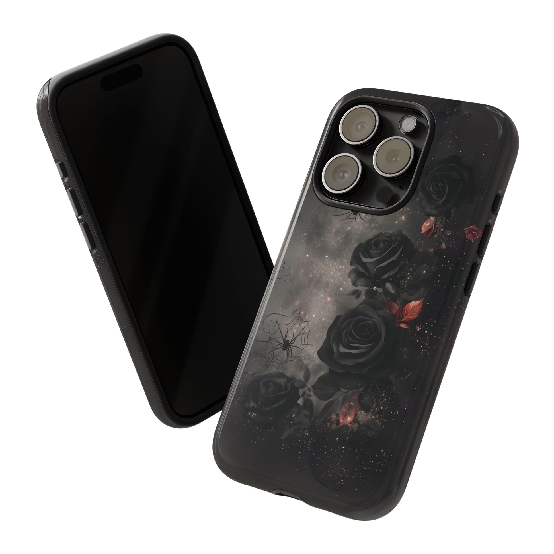 Gothic Floral Phone Case Dark Academia Black Roses Spider Webs Space Witchcraft Night Sky iPhone 13 14 15 16 Pro Max Galaxy Pixel