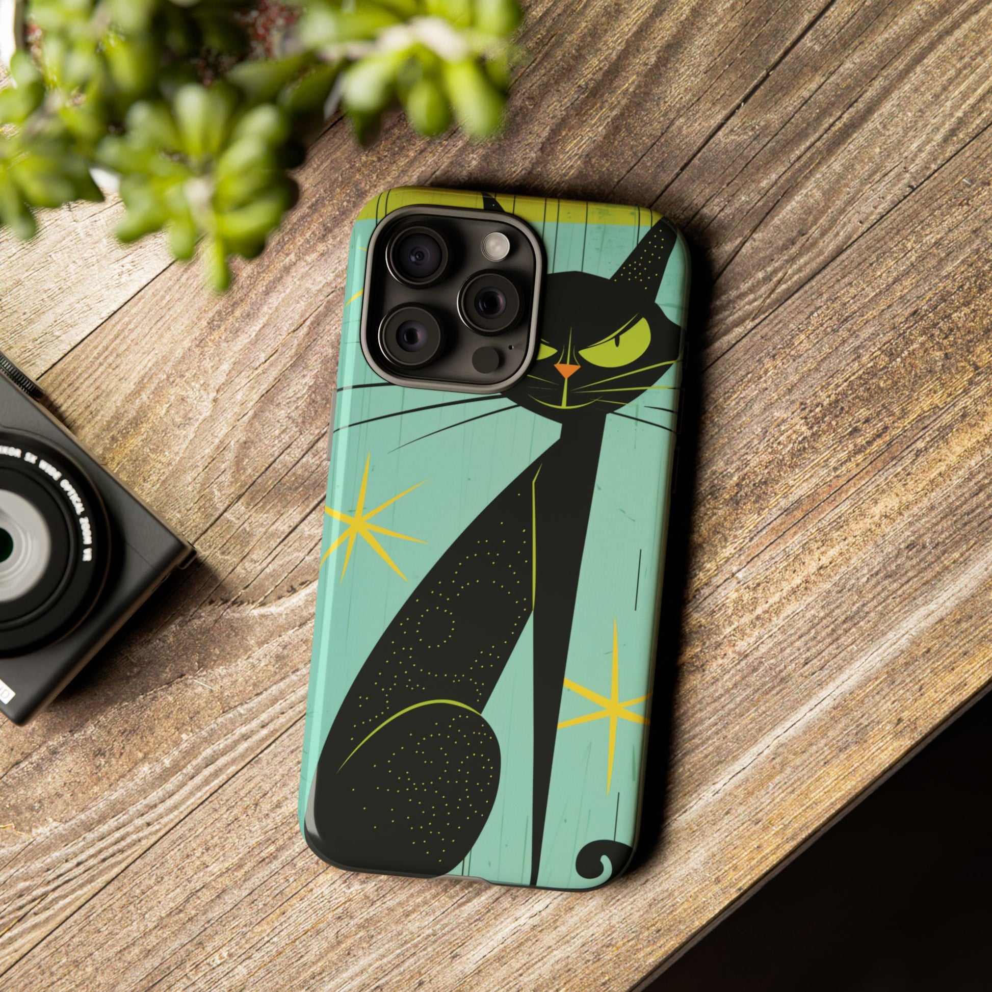 Mid-Century Modern Phone Case, Mid Mod Android Case, Atomic Cats Android Case, Retro Chic Smartphone Cover, Unique Artistic Phone Accessory