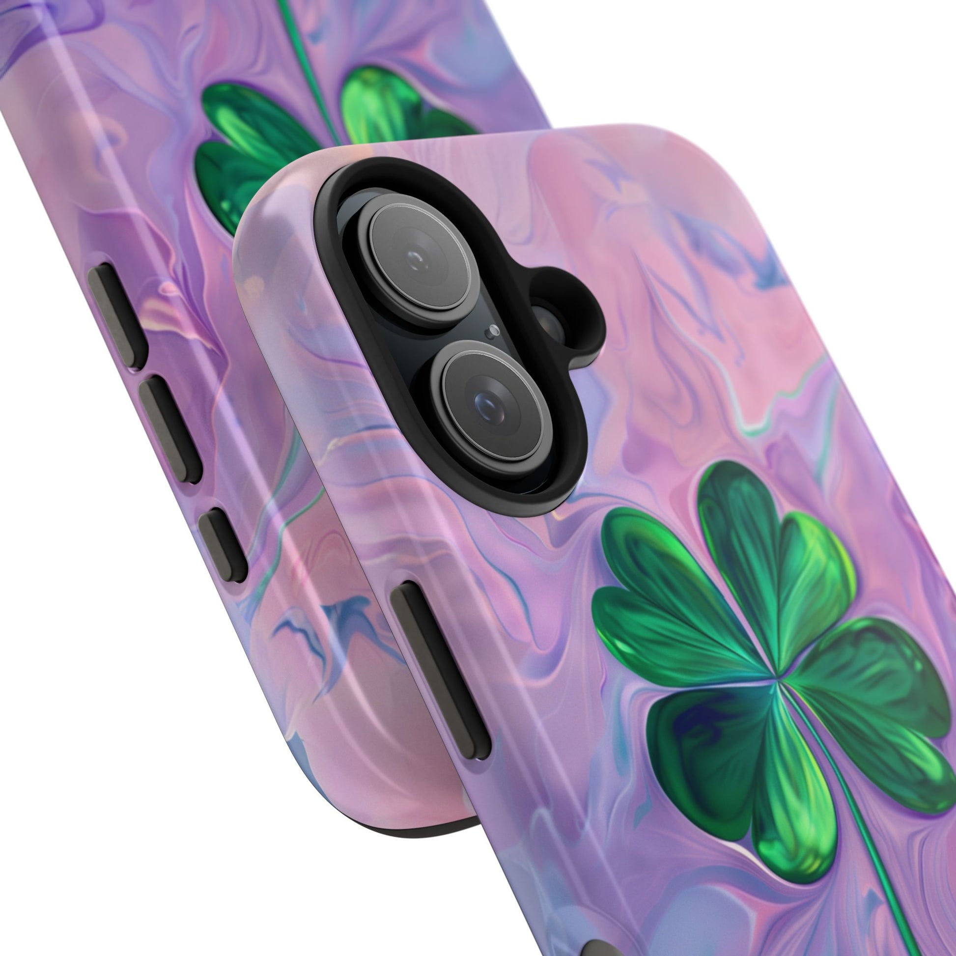 St Patrick's Day Lucky Phone Case Four Leaf Clover Durable Phone Case Good Luck Charm Protective iPhone 13 14 15 16 Pro Max Plus Galaxy