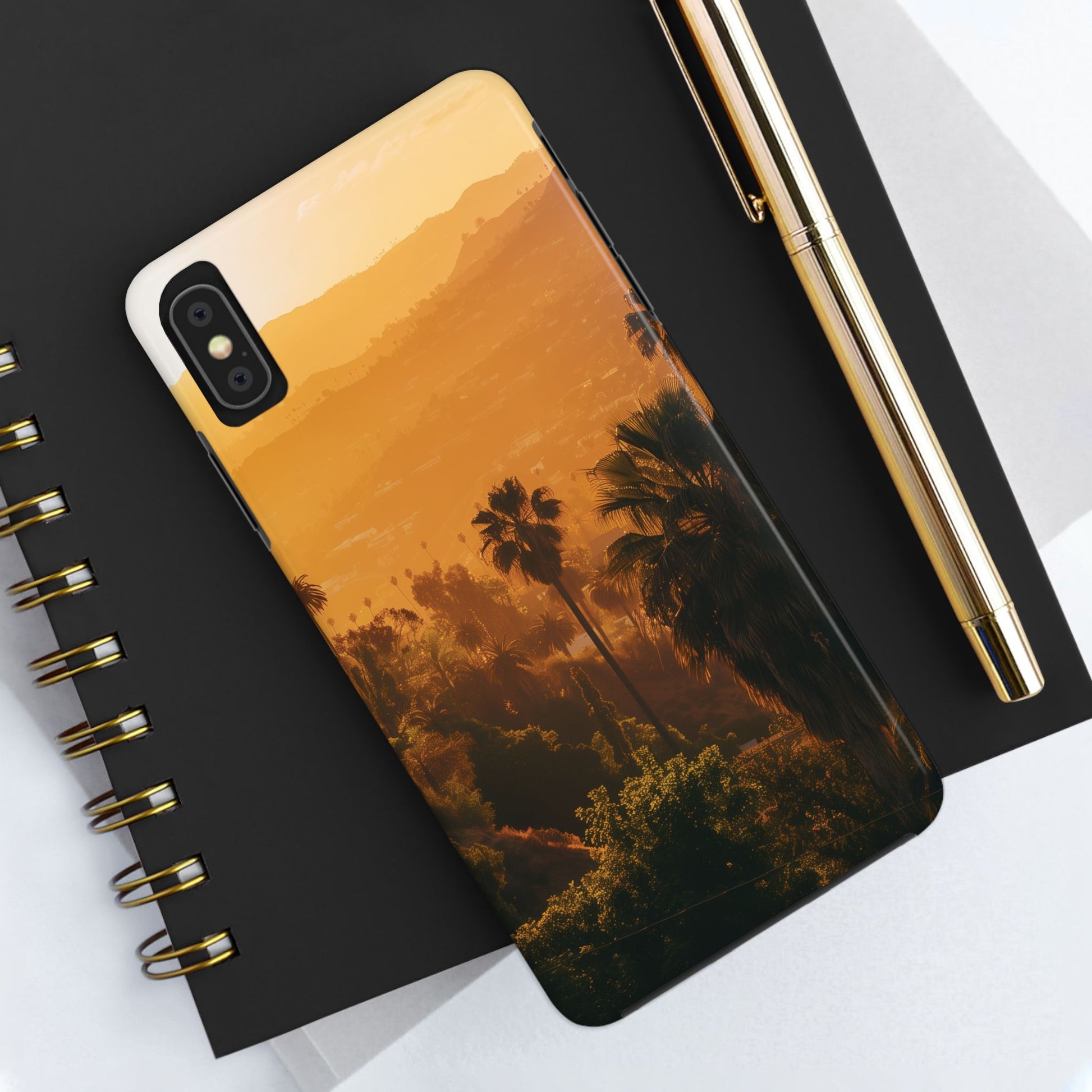 Los Angeles Sunset iPhone Case, Golden Hour Scenic View, Hollywood Hills Sunset Phone Case, Palm Trees Phone Case, iphone 15 pro max case