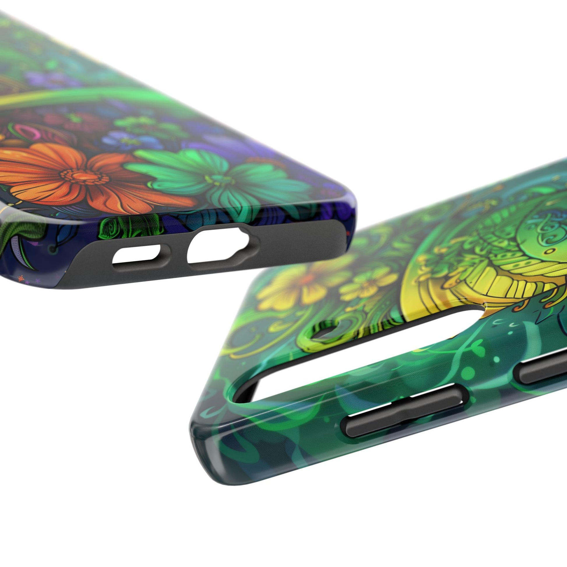 Rainbow St. Patricks Day Good Lucky Phone Case Green Shamrock Protective Tough Durable iPhone 13 14 15 16 Pro Max Plus Galaxy Top Hat Charm