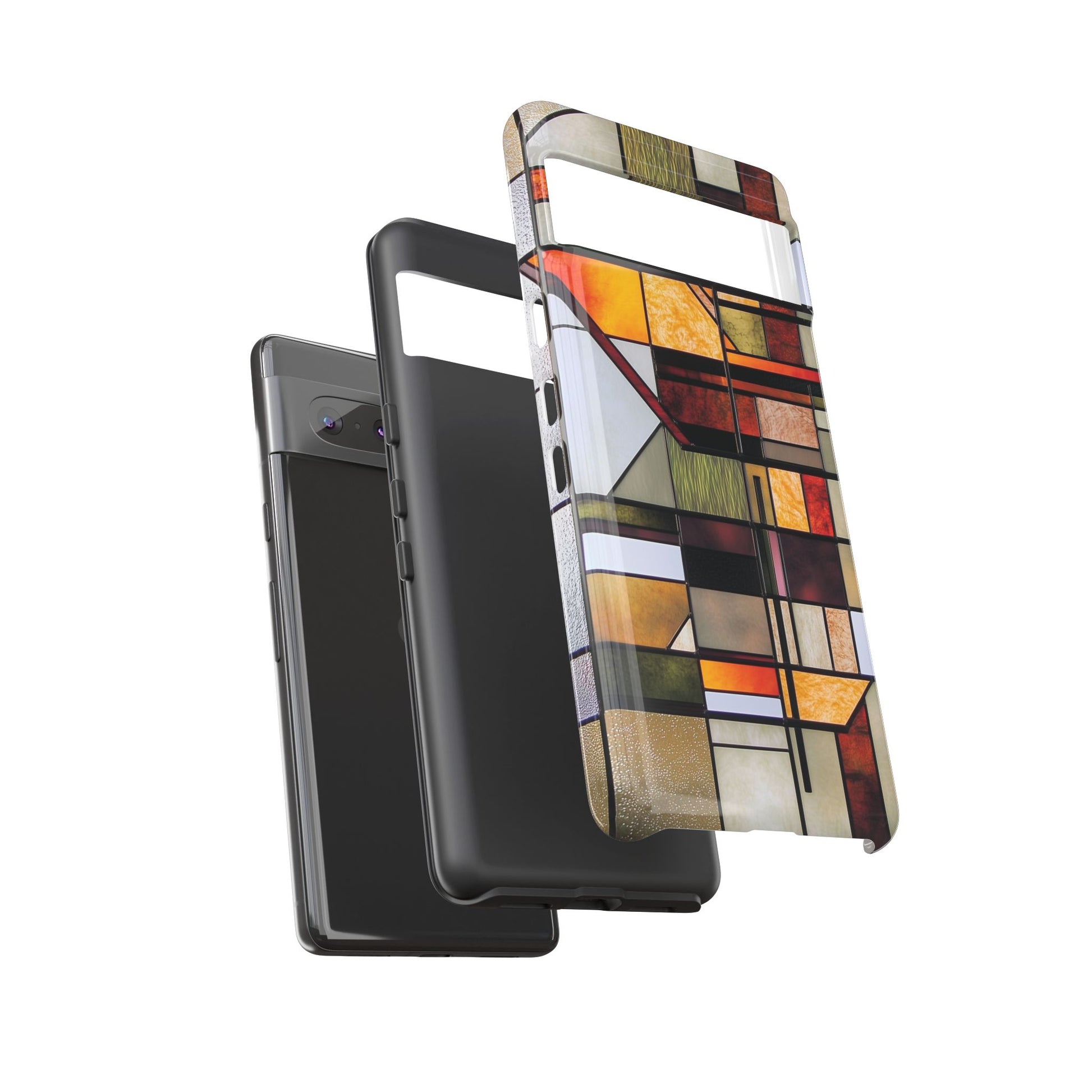 Stained Glass Phone Case Art Deco Frank Lloyd Wright Cottage Core Usonian Prairie Style Geometric Stylish  iPhone 14 15 16 Pro