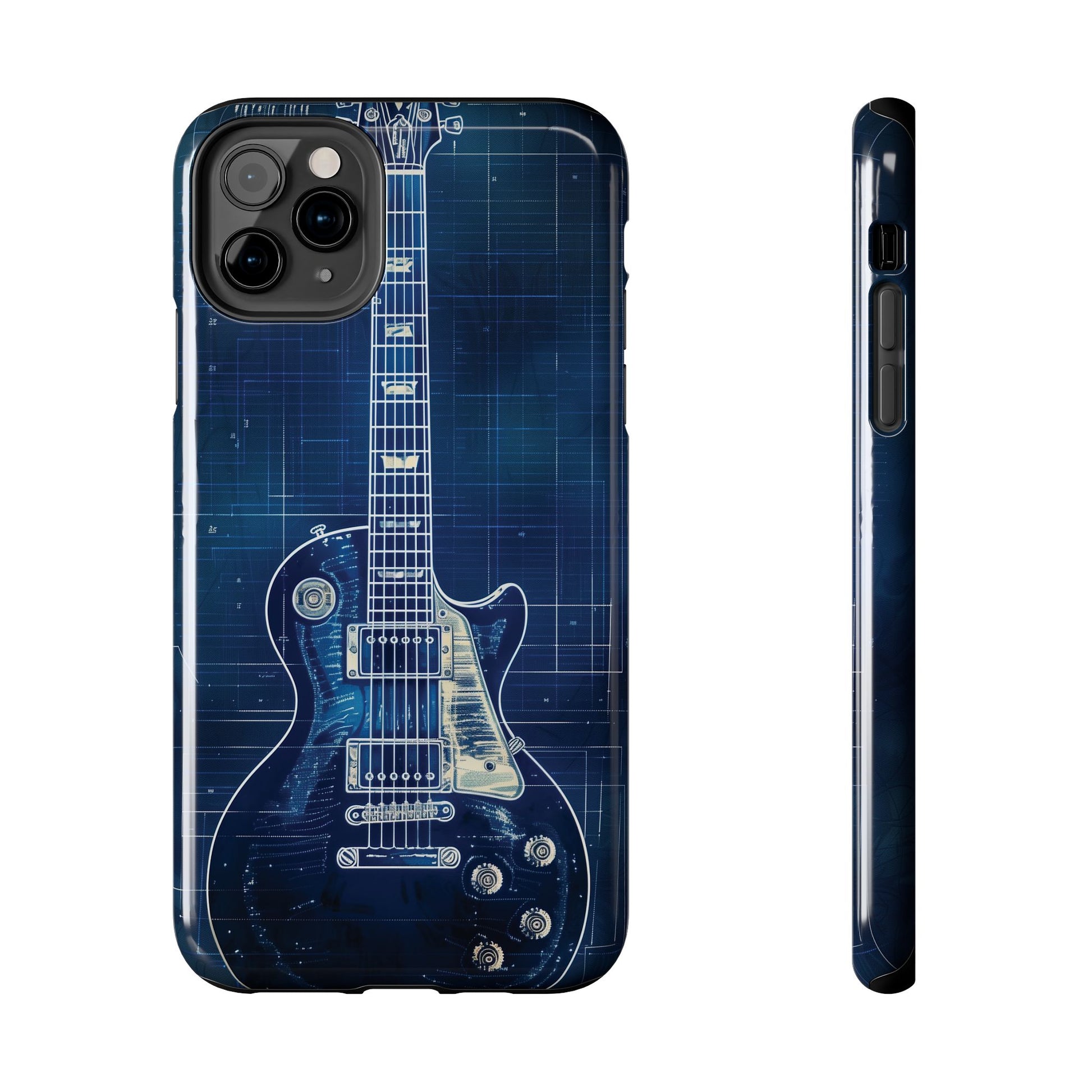 Guitar Phone Case, Guitar Blueprint iPhone Cover, Vintage Guitar Design, Custom iPhone Covers, Rock Music Phone Accessories, Musician Gift