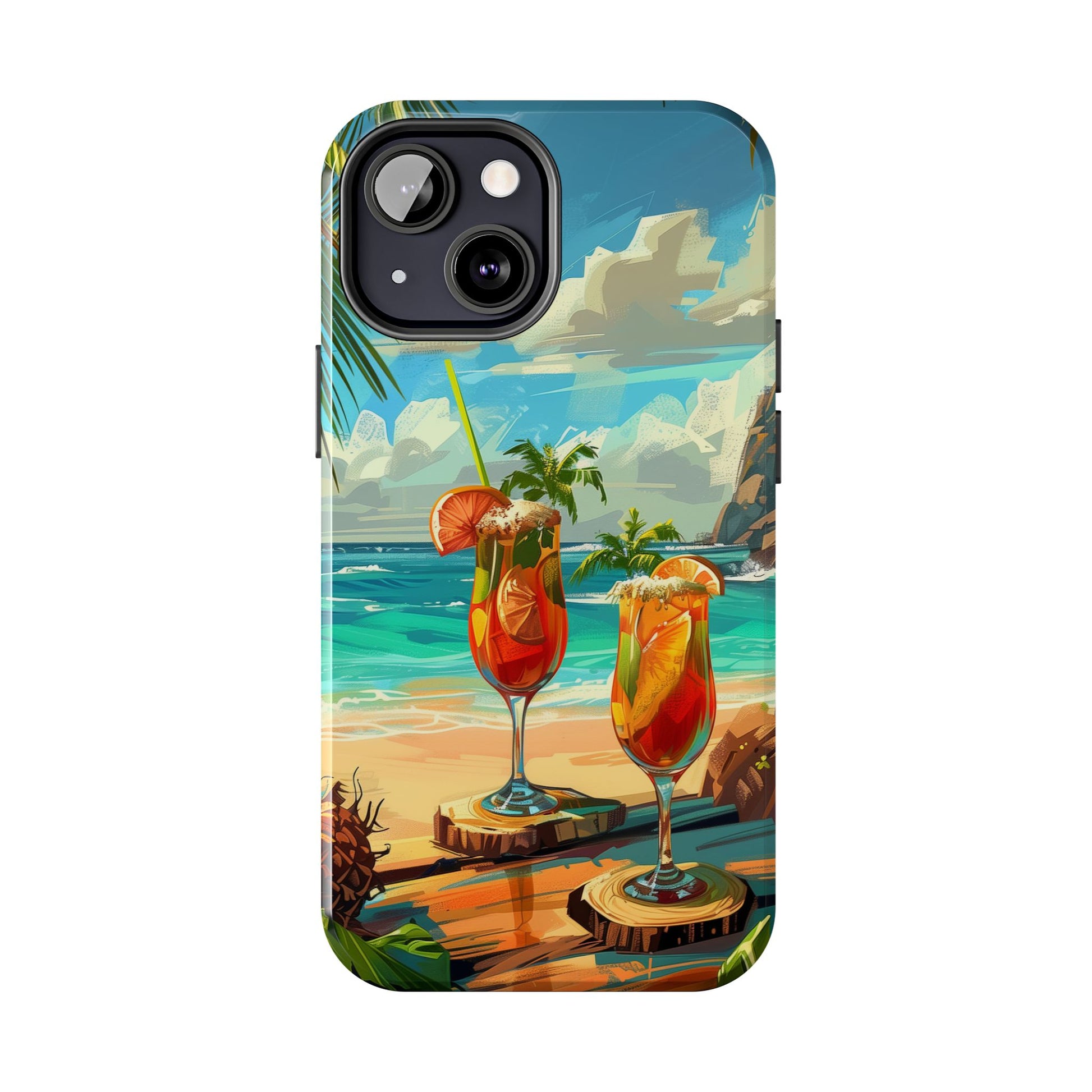 Retro Beach Scene Phone Case, Vintage Tropical Ocean iPhone Case, Summer Beach Phone Cover for iPhone, iphone 15 pro max