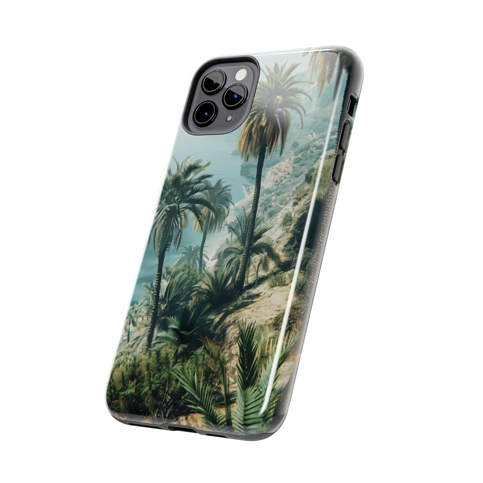 Coastal Breeze: Durable iPhone Case with Ocean View and Palm Trees