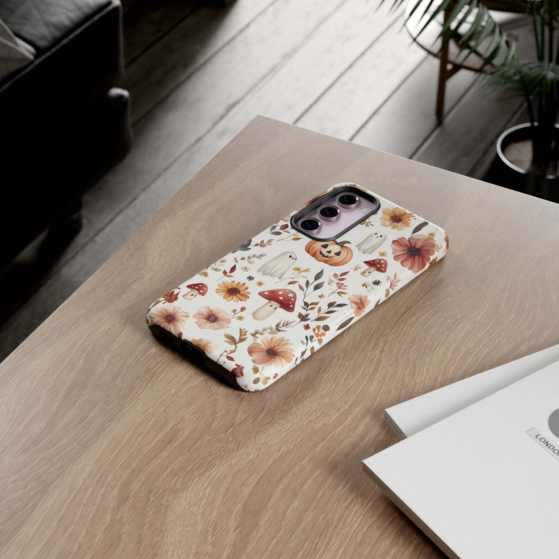 Cottagecore Fall Floral Phone Case for iPhone Samsung Pixel Autumn Pumpkin Tough Case iPhone 16 15 14 13 Pro Max