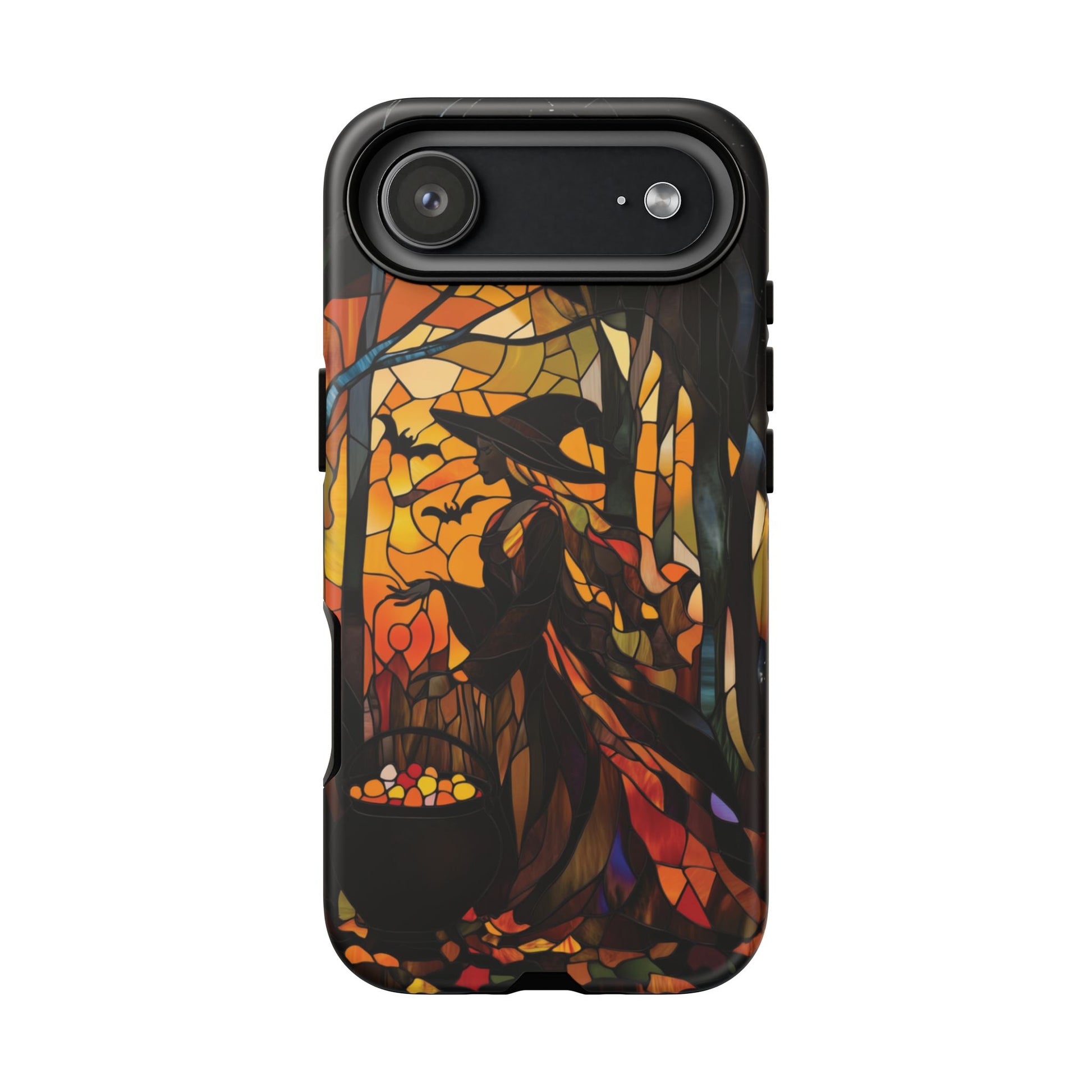 Dark Academia Halloween Witch Stained Glass Style