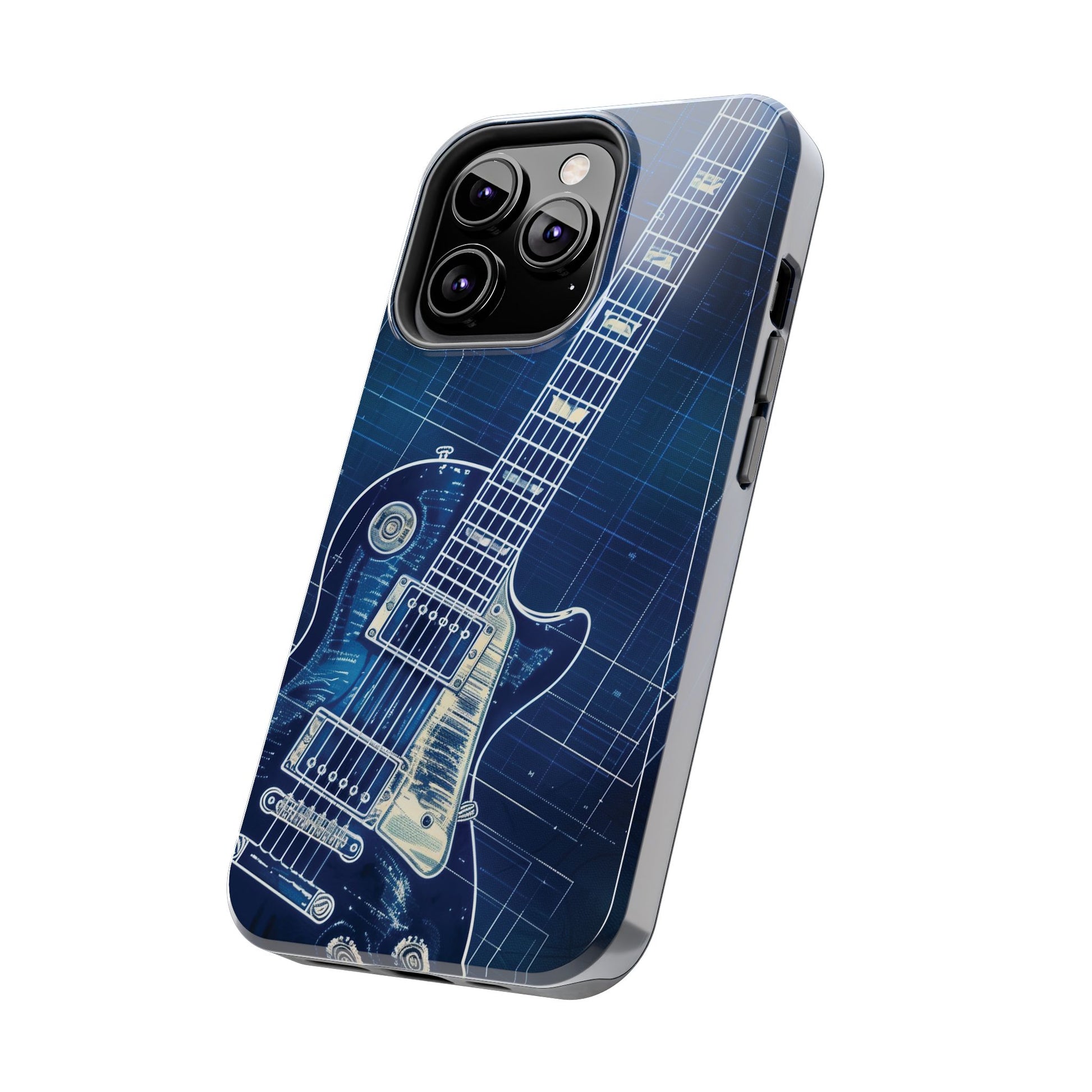 Guitar Phone Case, Guitar Blueprint iPhone Cover, Vintage Guitar Design, Custom iPhone Covers, Rock Music Phone Accessories, Musician Gift