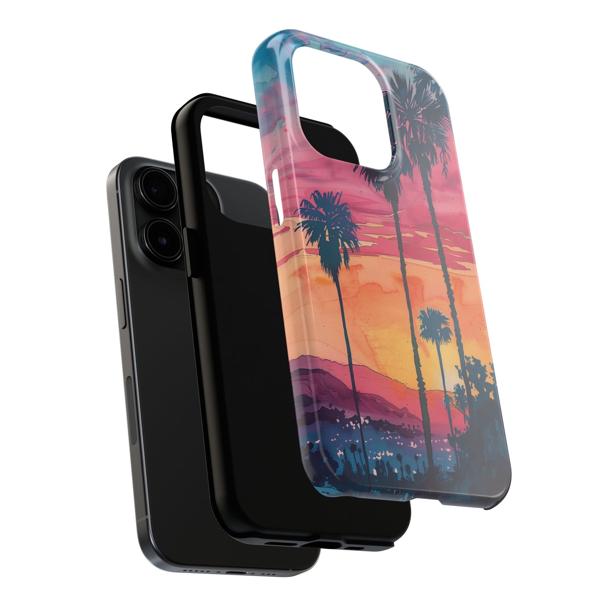 Los Angeles Sunset iPhone Case, Golden Hour Scenic View, Hollywood Hills Sunset Phone Case, Palm Trees Phone Case, iphone 15 pro max case