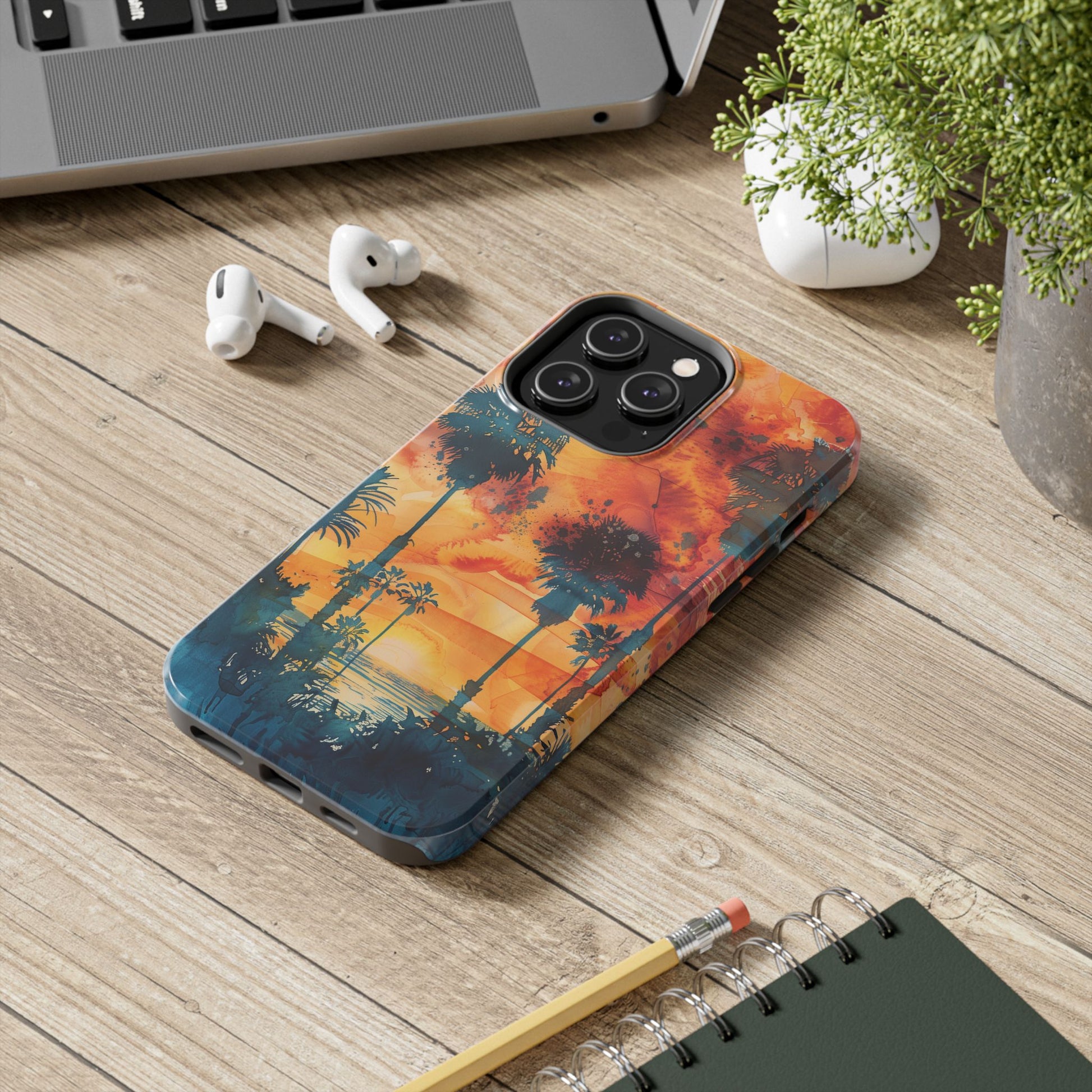 Los Angeles Sunset iPhone Case, Golden Hour Scenic View, Hollywood Hills Sunset Phone Case, Palm Trees Phone Case, iphone 15 pro max case