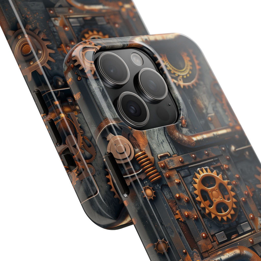 Steampunk Phone Case - Industrial Style Cover with Pipes and Cogs - Unique Steampunk Accessory for Your Phone