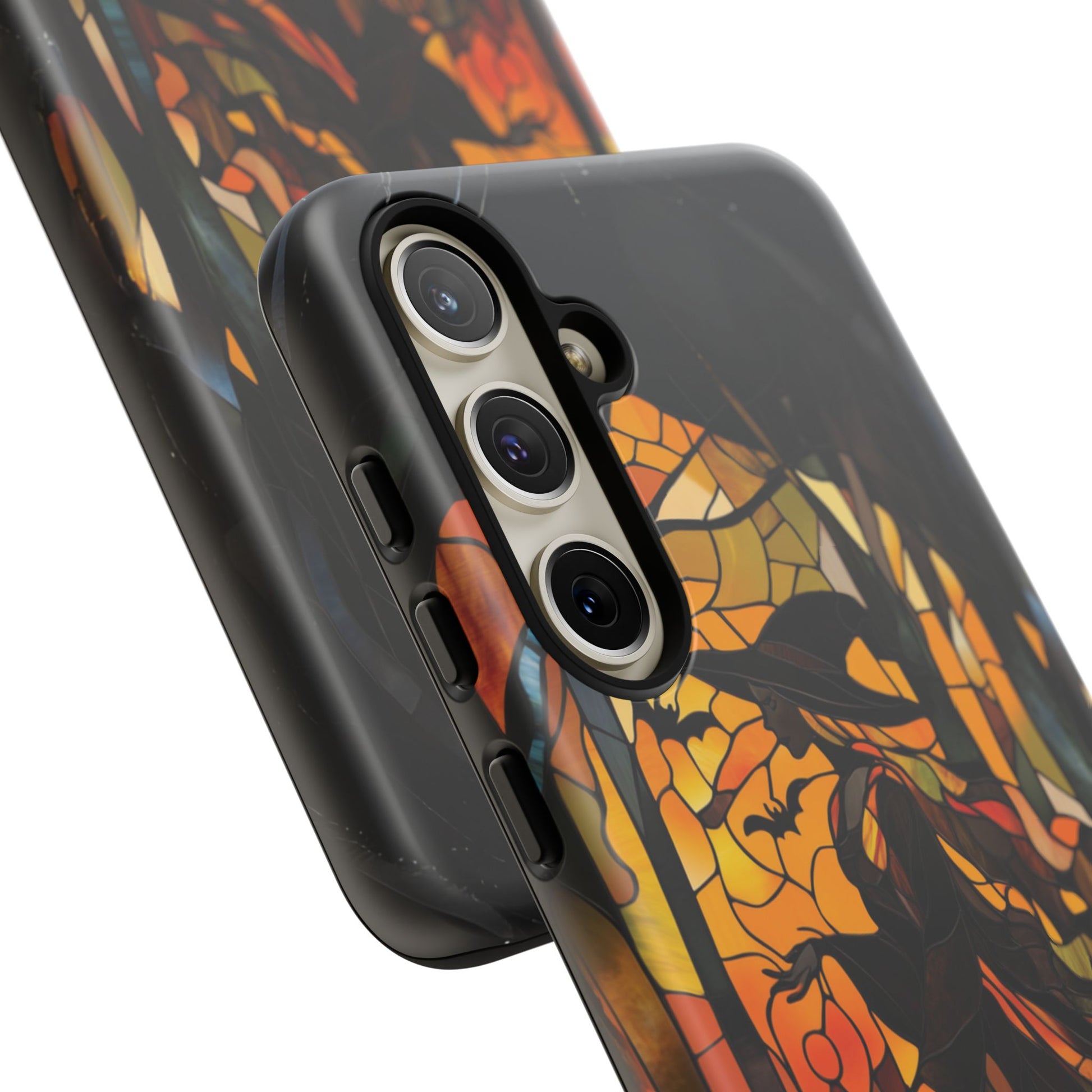 Halloween Witch Stained Glass Effect Dark Academia Spooky Fall Witchy Pumpkin Bats Seasonal Fall Mosaic Case iPhone 13 14 15 16 Pro Max