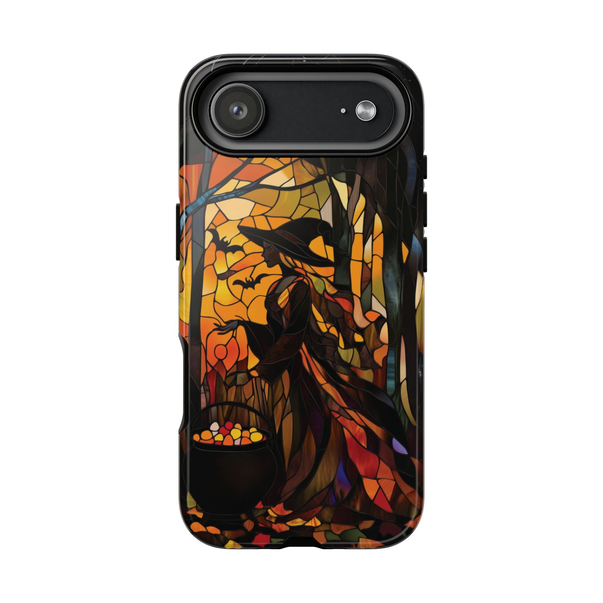 Dark Academia Halloween Witch Stained Glass Style