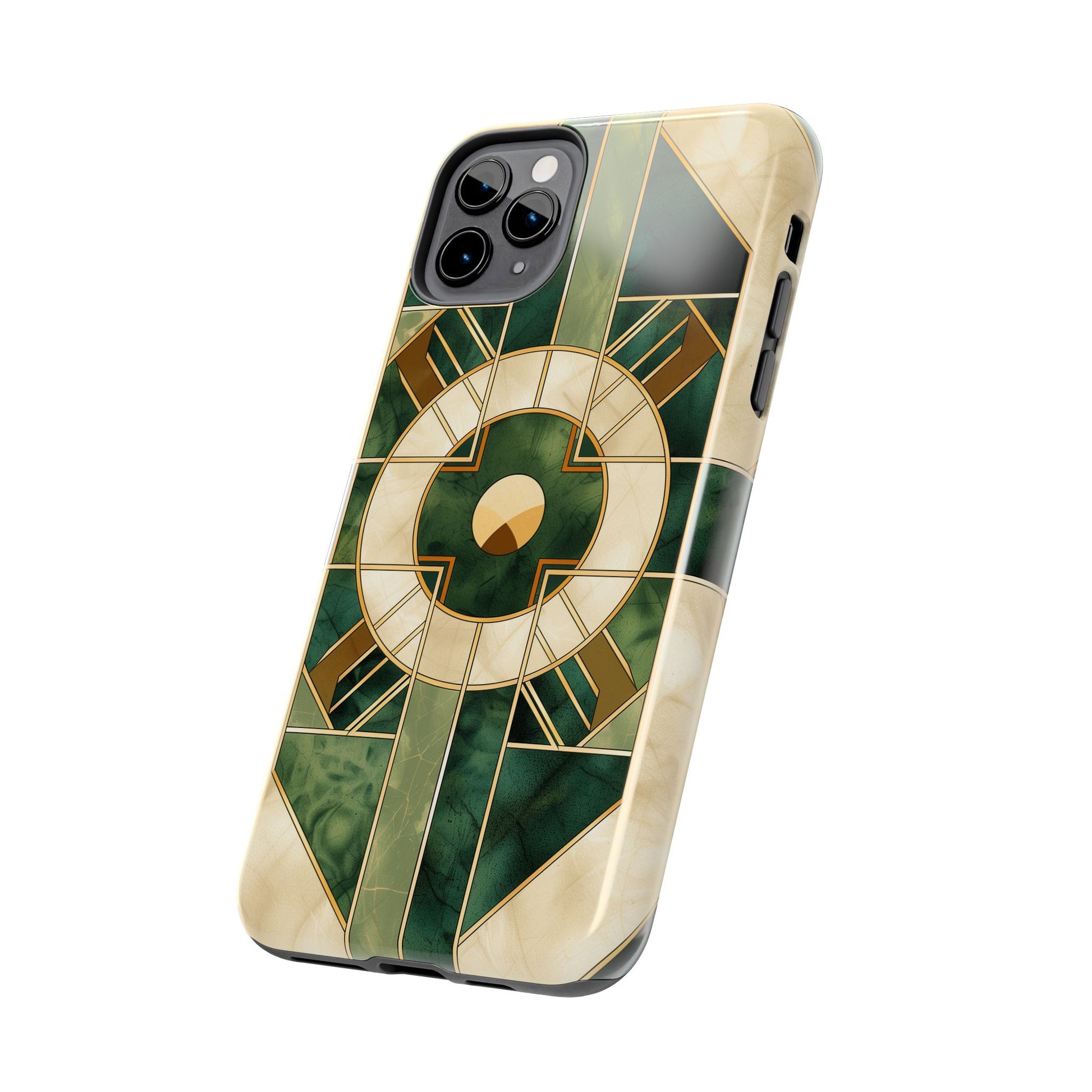 Green Frank Lloyd Wright Inspired Phone Case - Geometric Elegance for iPhone Models