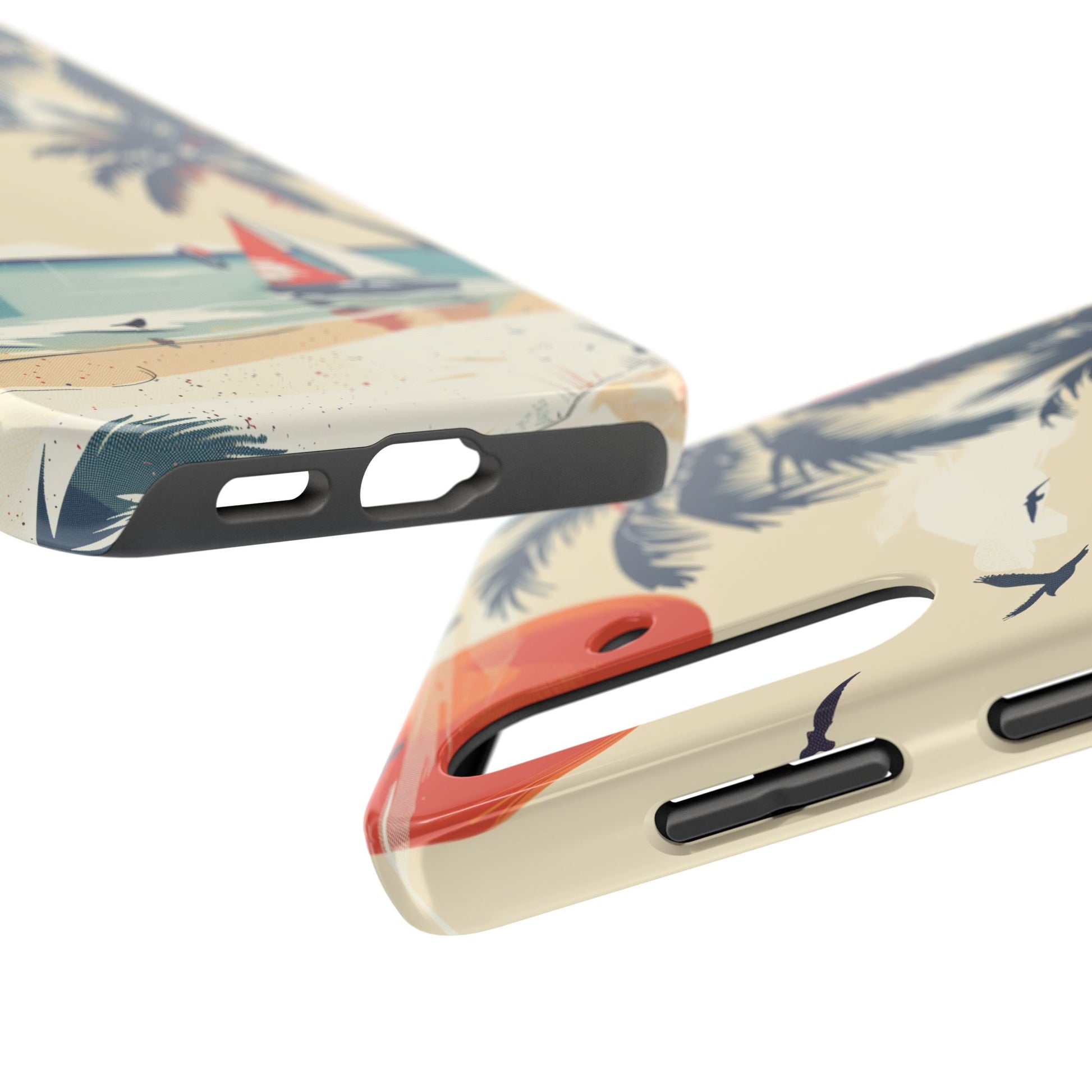 Retro Beach Scene Phone Case, Vintage Tropical Ocean iPhone Case, Summer Beach Phone Cover for iPhone, iphone 15 pro max