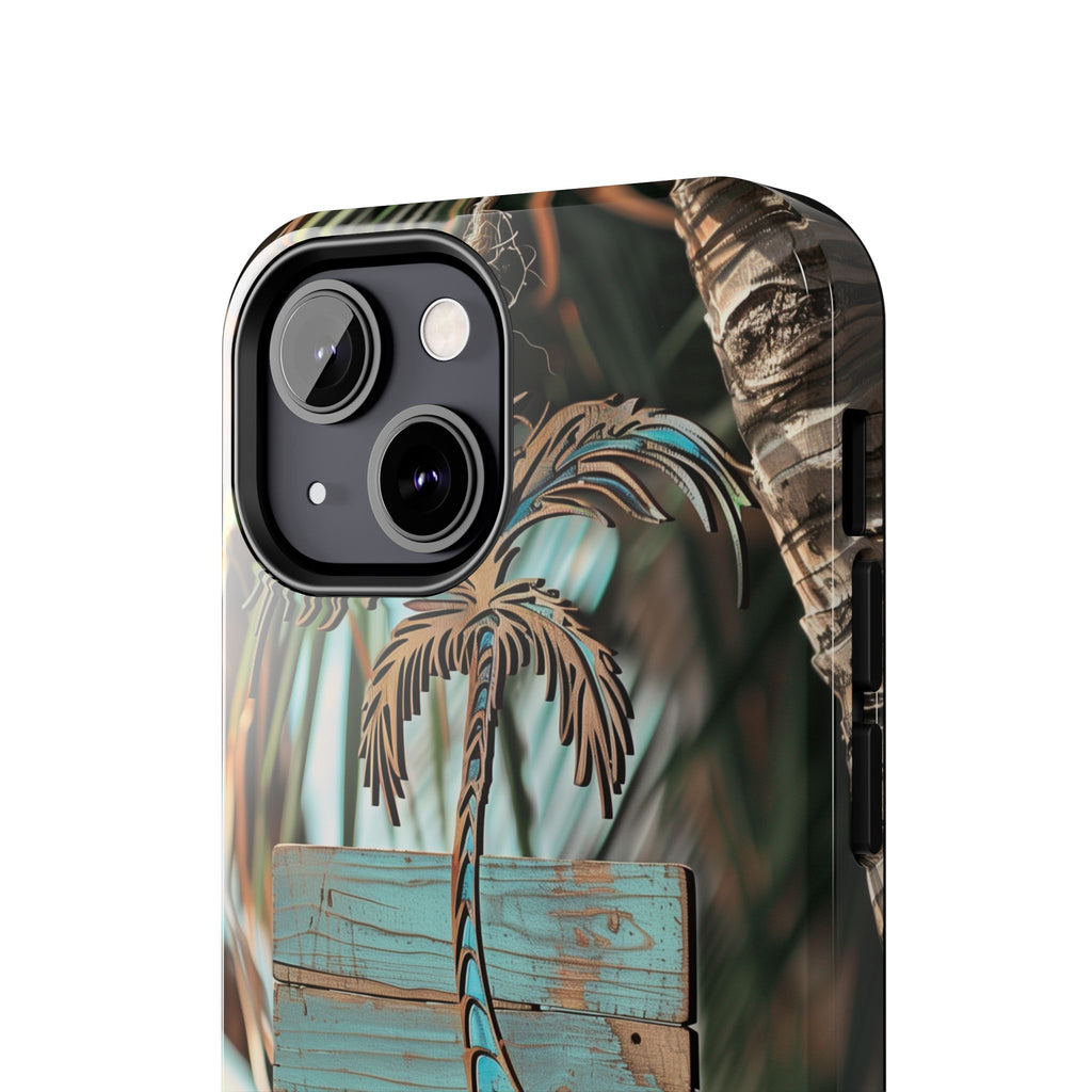 Durable Phone Case with Palm Tree Charm