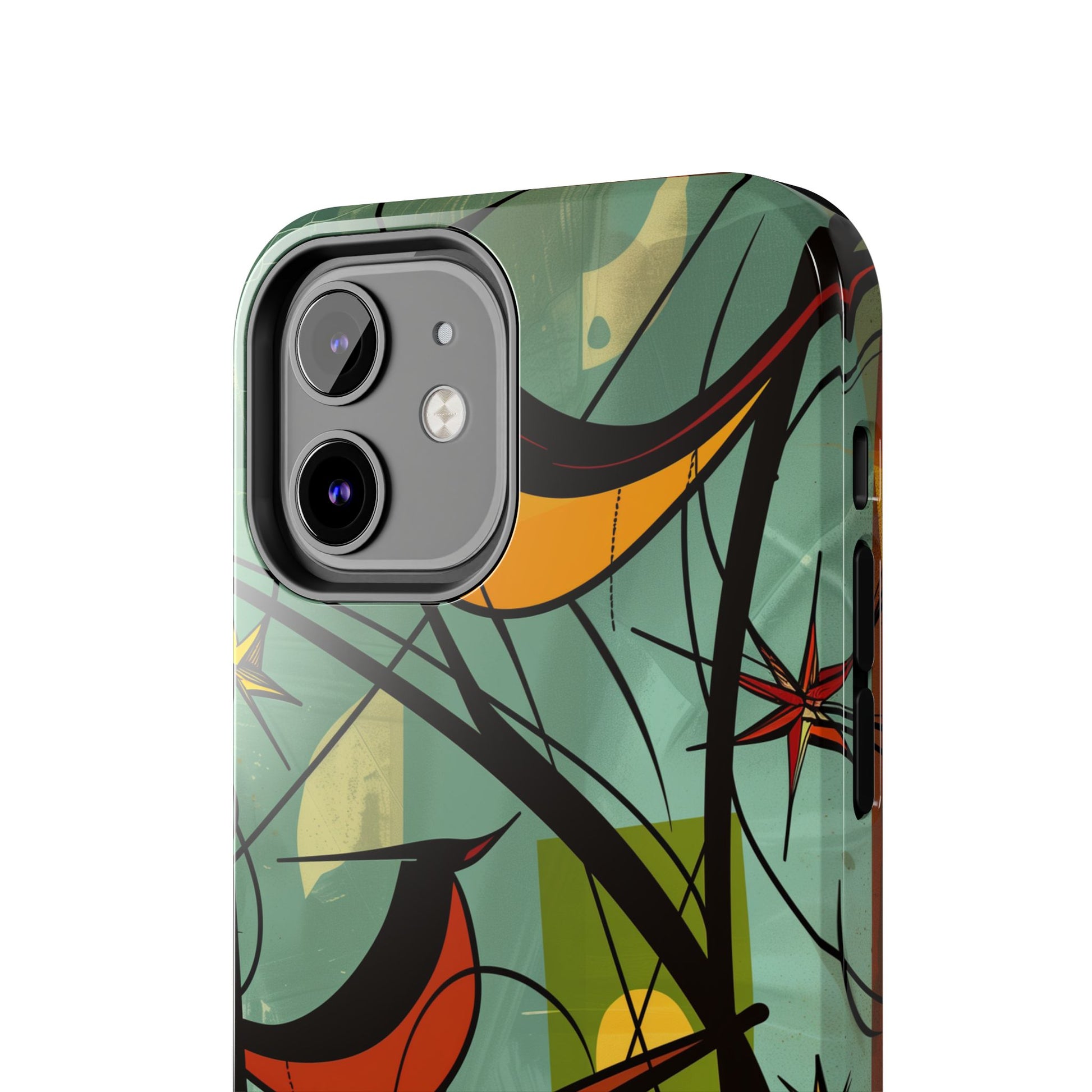 Mid Century Modern Animal Phone Case, Atomic Birds, Bird Iphone Case,Earth Tone Colors, Retro Style Smartphone Cover, iphone 14 Case, Apple