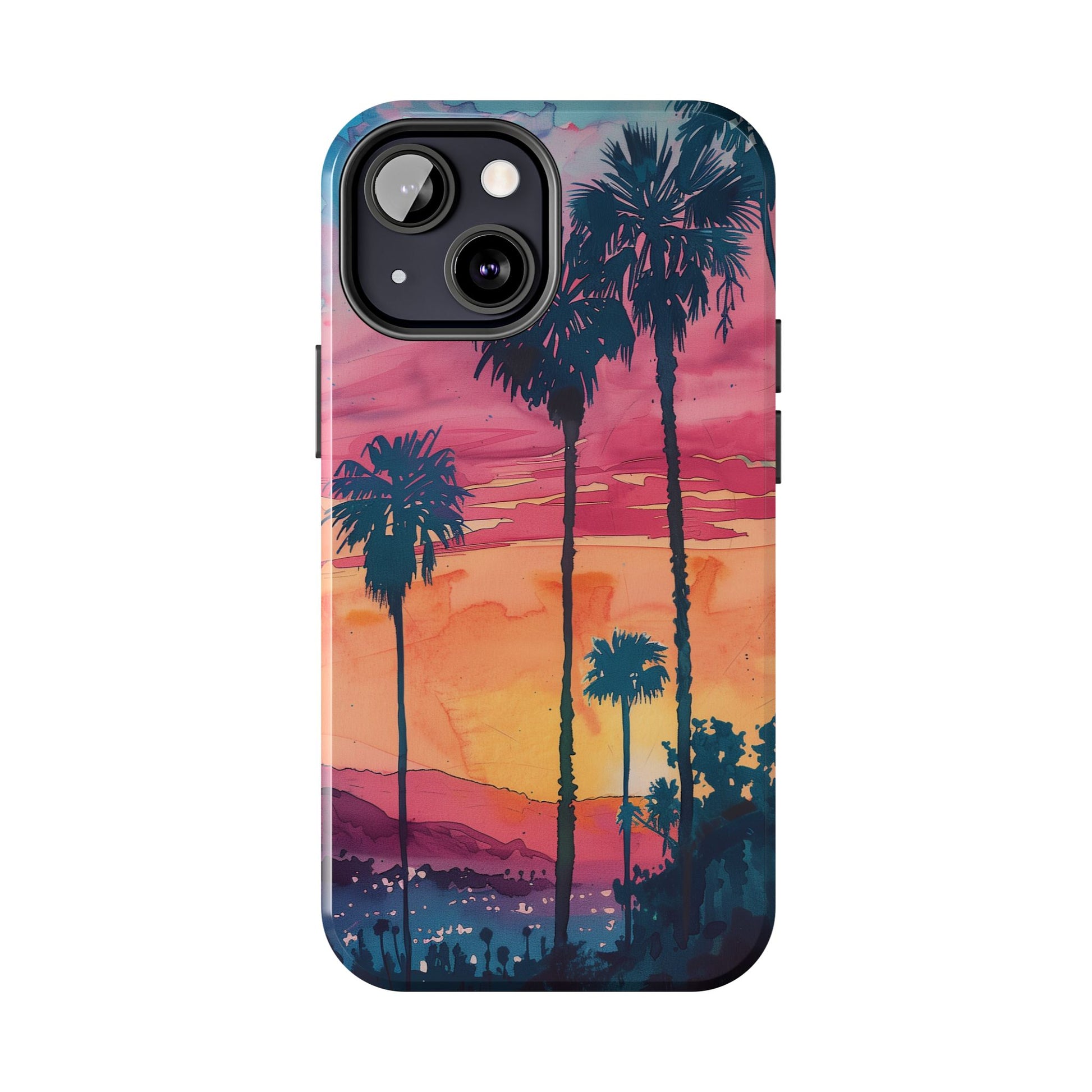 Los Angeles Sunset iPhone Case, Golden Hour Scenic View, Hollywood Hills Sunset Phone Case, Palm Trees Phone Case, iphone 15 pro max case
