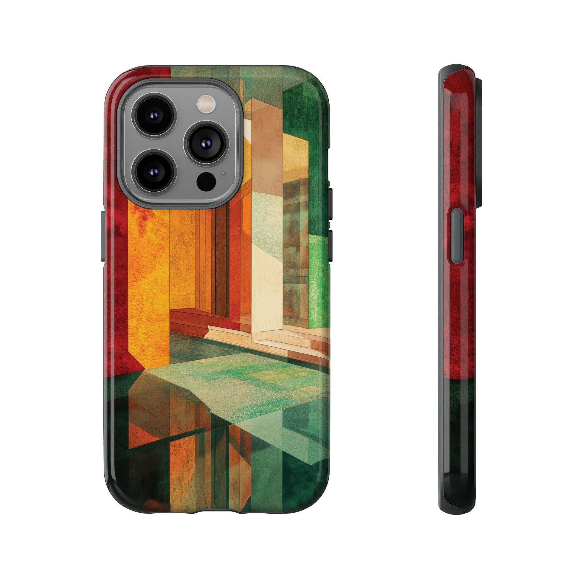 Art Deco Frank Lloyd Wright Inspired Usonian Phone Case Geometric Stained Glass Art Deco Marble Gold 13 14 15 16 iPhone Pro Max Galaxy Pixel