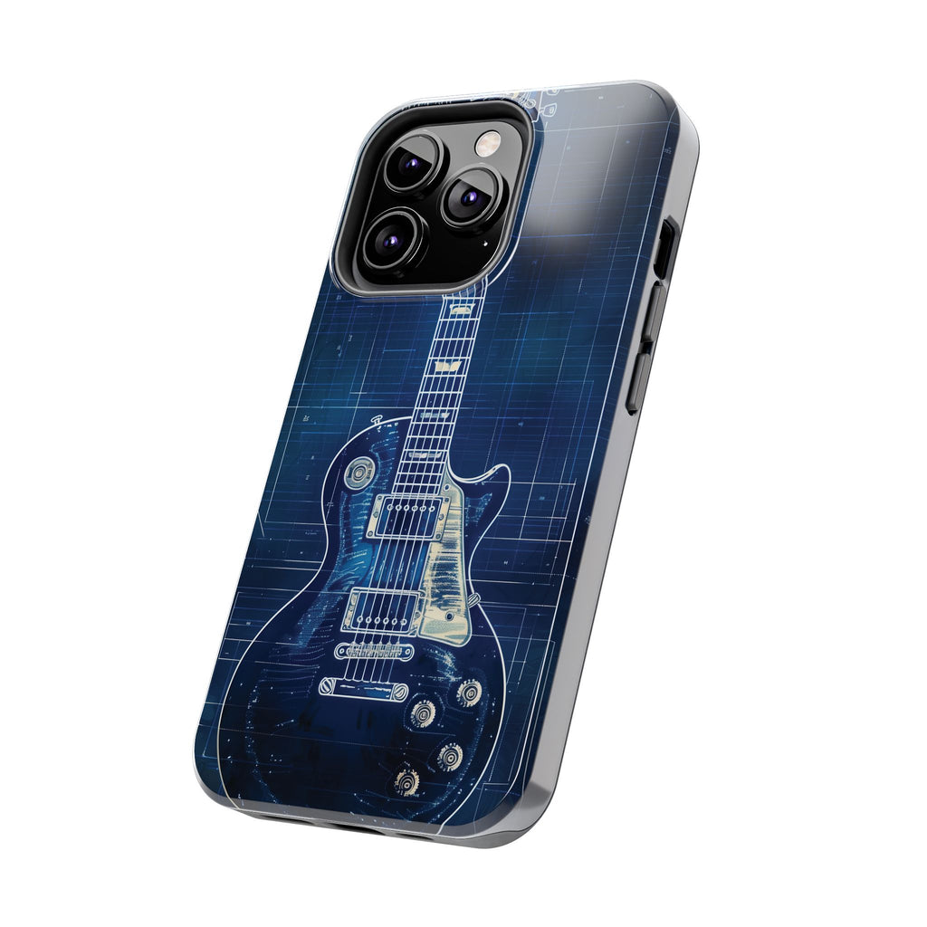 Guitar Phone Case, Guitar Blueprint iPhone Cover, Vintage Guitar Design, Custom iPhone Covers, Rock Music Phone Accessories, Musician Gift