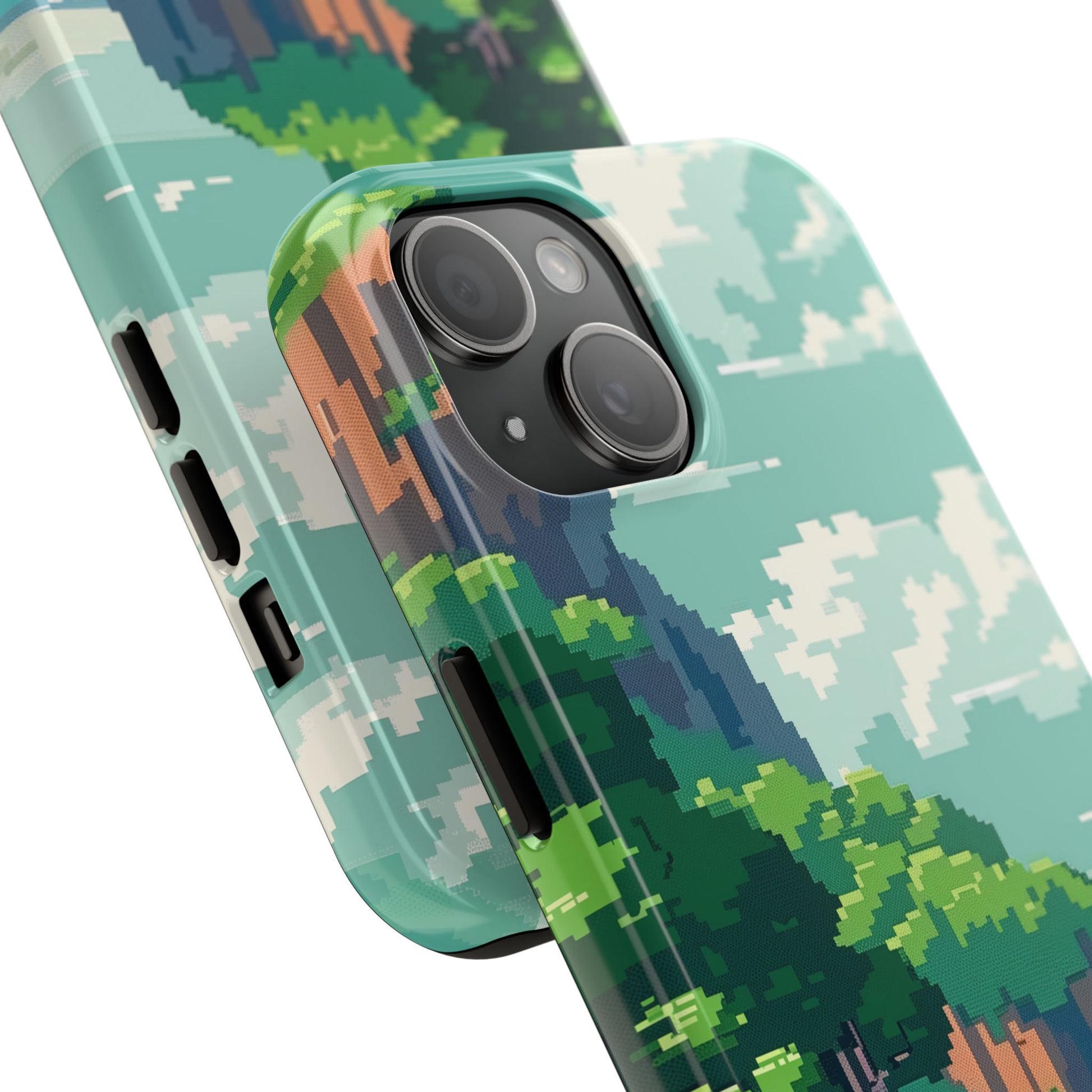 Pixel Art Video Game Landscapes Phone Case, Retro Gaming Pixelated Design, Geeky Gamer Phone Cover, Unique Video Game Art Accessories