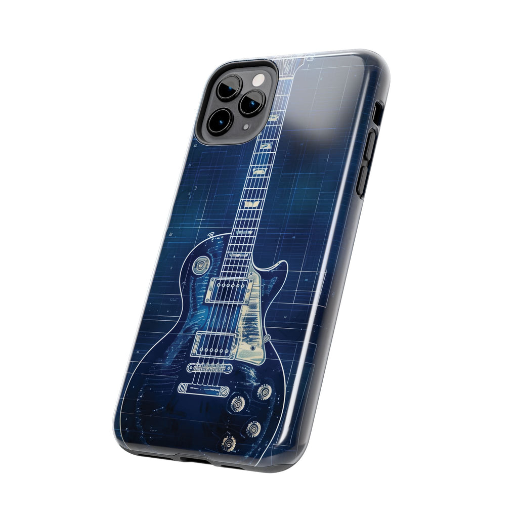 Guitar Phone Case, Guitar Blueprint iPhone Cover, Vintage Guitar Design, Custom iPhone Covers, Rock Music Phone Accessories, Musician Gift