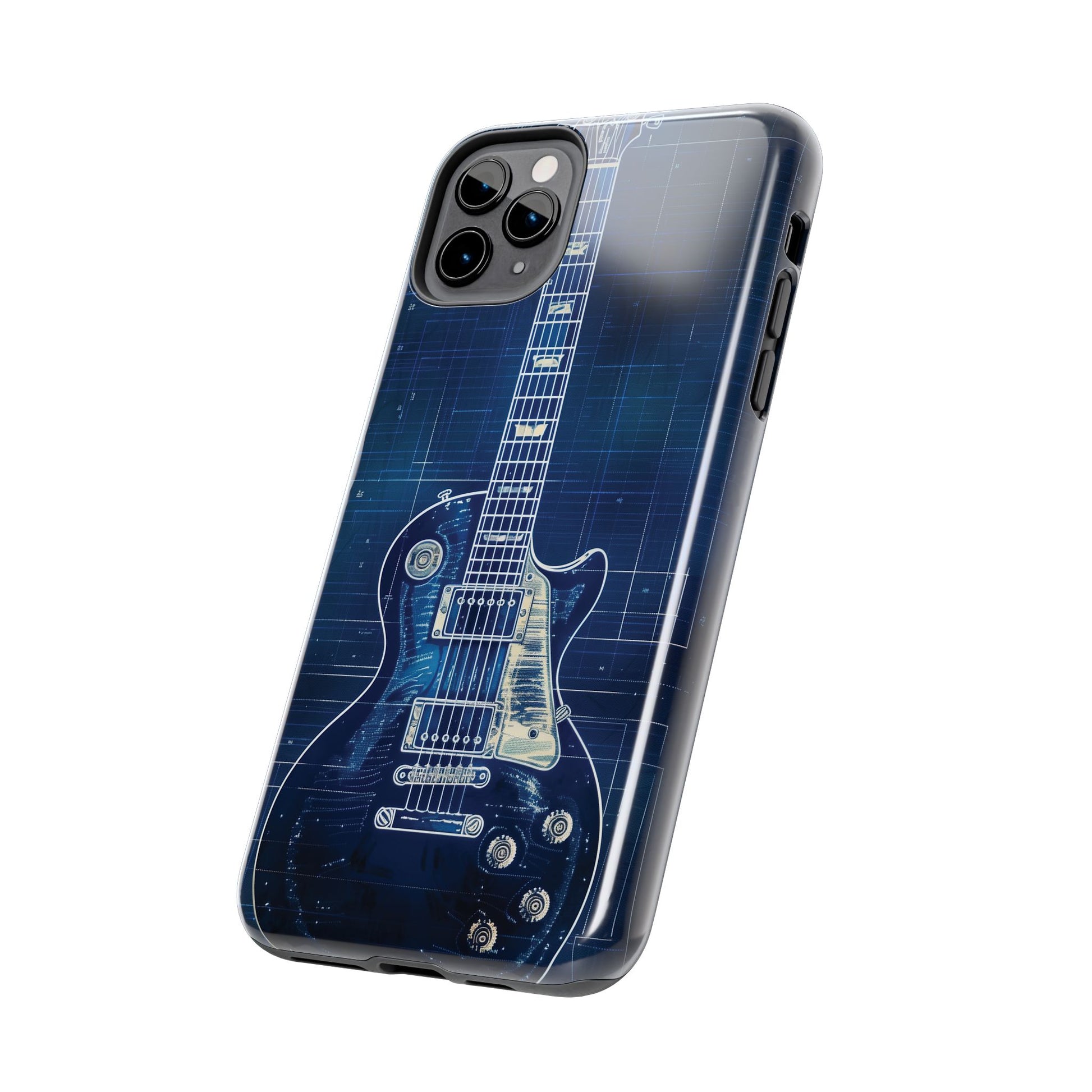 Guitar Phone Case, Guitar Blueprint iPhone Cover, Vintage Guitar Design, Custom iPhone Covers, Rock Music Phone Accessories, Musician Gift